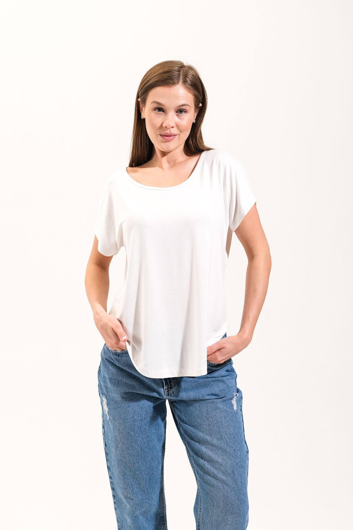 Signature Style Kadın Düşük Kollu Yuvarlak Yakalı Tshirt