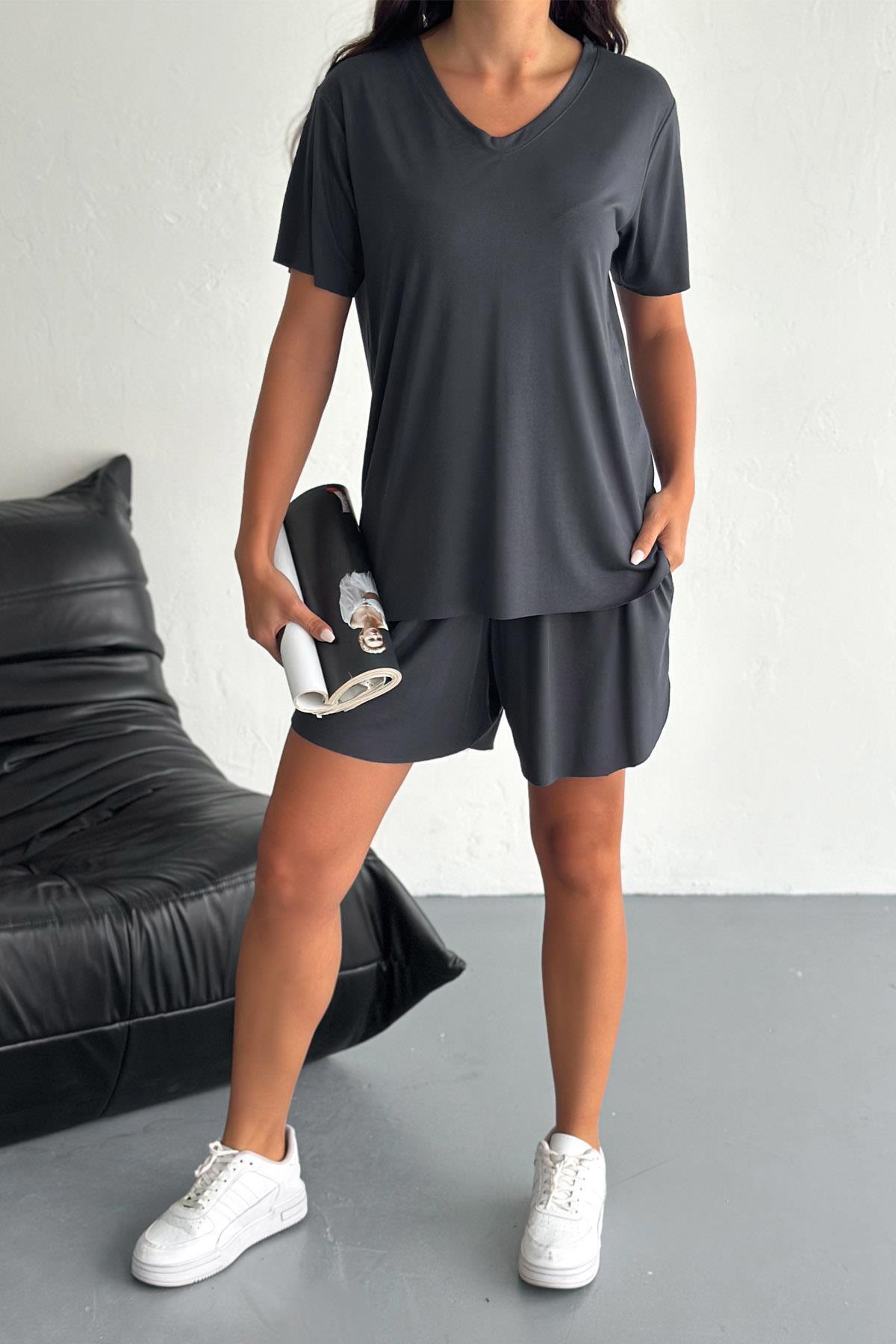 İstangül Butik-Modal Fabric Comfortable and Flexible Shorts Suit 2