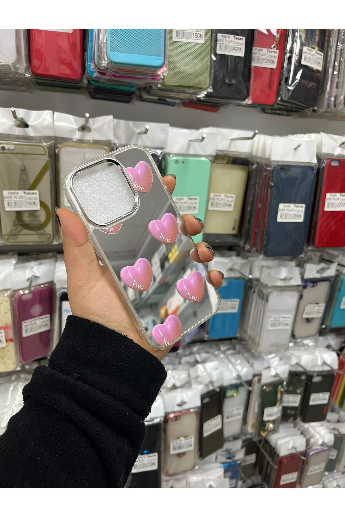 TECNOTREND Apple iPhone 14 Pro Uyumlu Aynalı Desenli Kamera Korumalı Parlak Kılıf