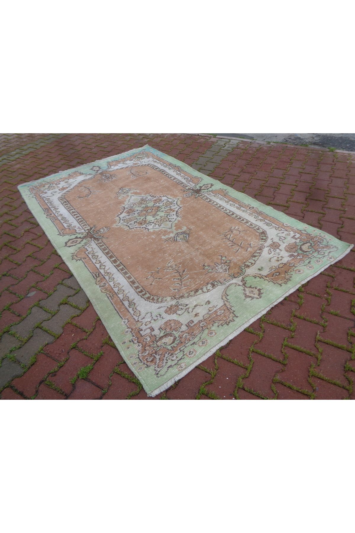 ŞAHMERDANOĞLU ŞAHMERDANOĞLU El Dokuma Vintec Yatak Oda Halısı 164 x264 Cm Şeftali Tonları Rustik Villa Dekoru 1951