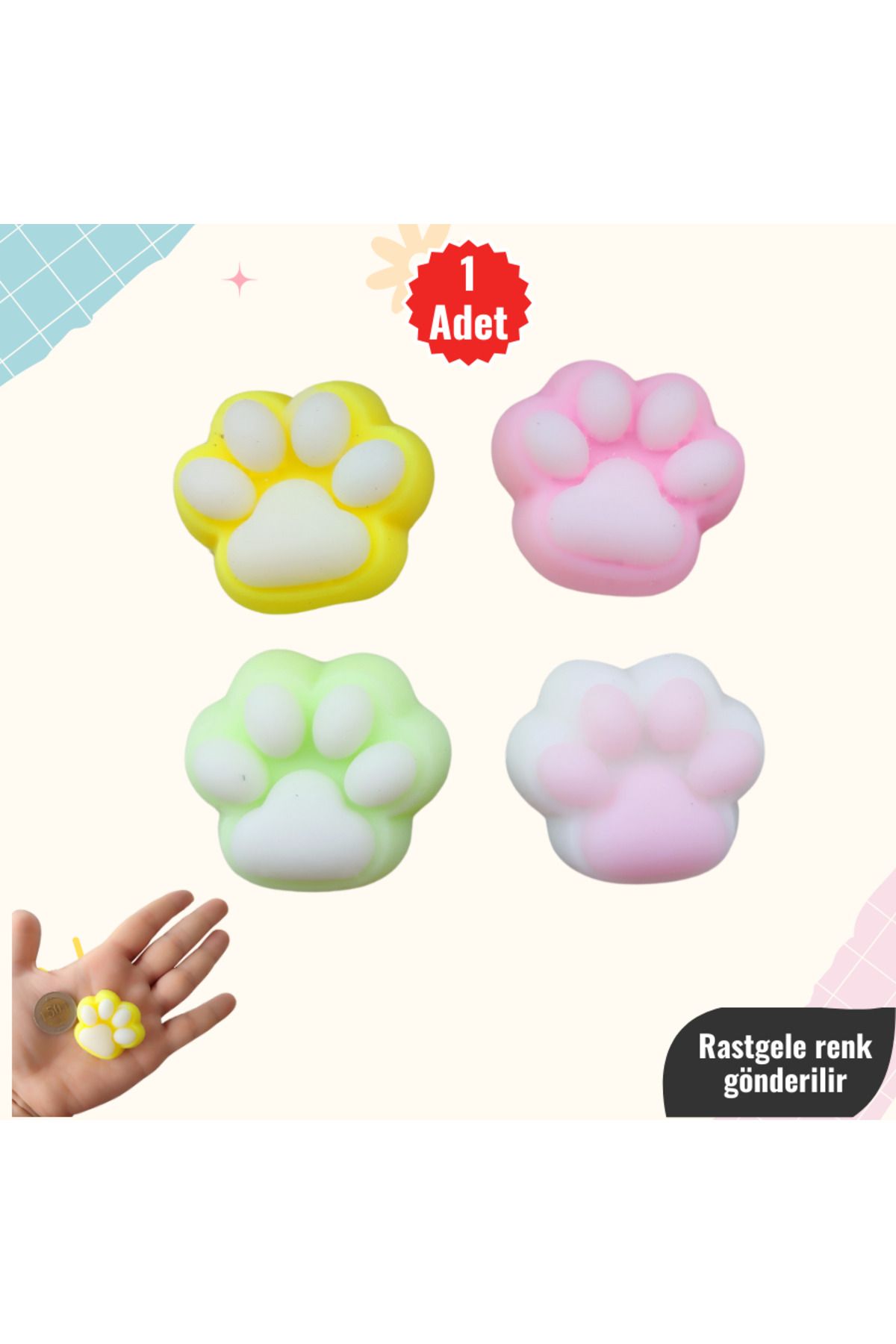 MUTLUYÜZ 1 ADET PATİ Squishy (YUMUŞAK SUKUŞİ) Öğrenci, Çocuk (YILBAŞI, KARNE, TATİL, PARTİ ÇANTASI) Hediyelik