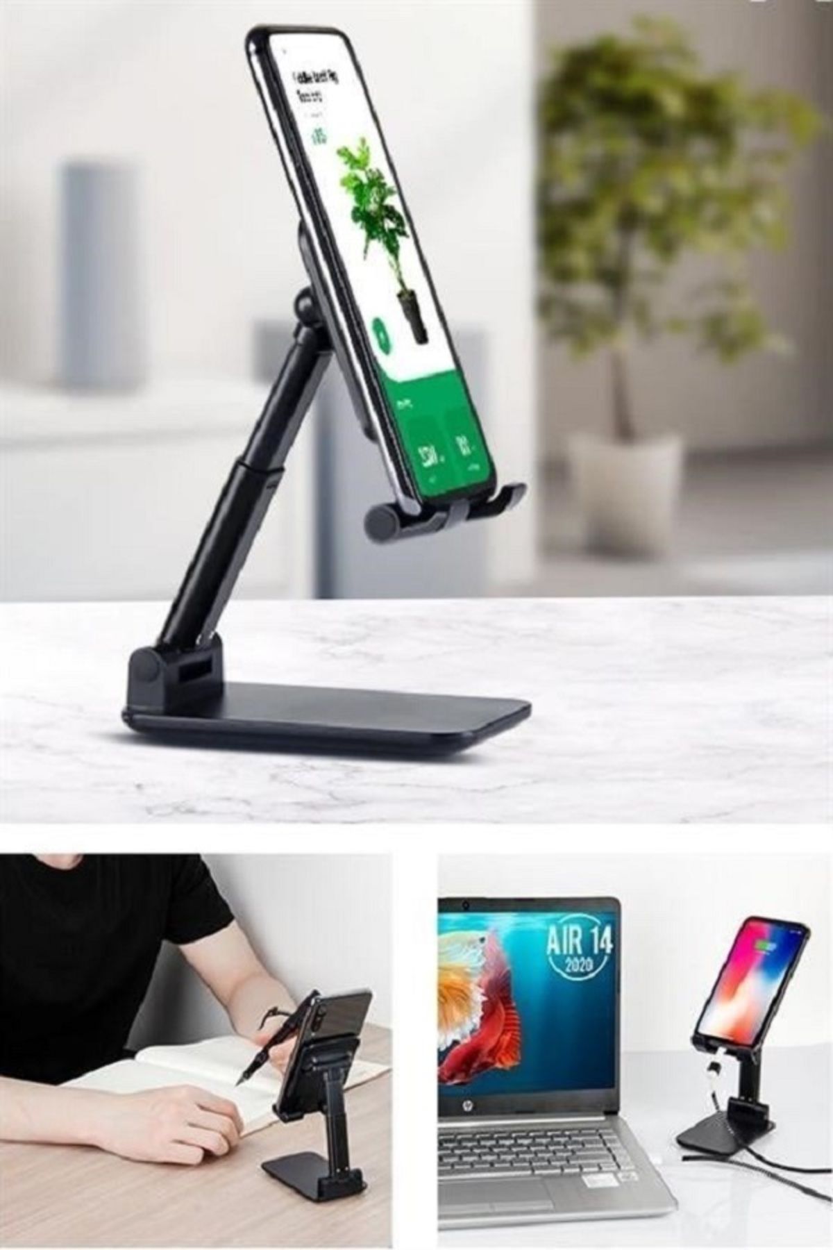 tedaks Siyah Aynalı Cep Telefonu Sabitleyici Stand Katlanabilir Ayarlanabilir Telefon Standı
