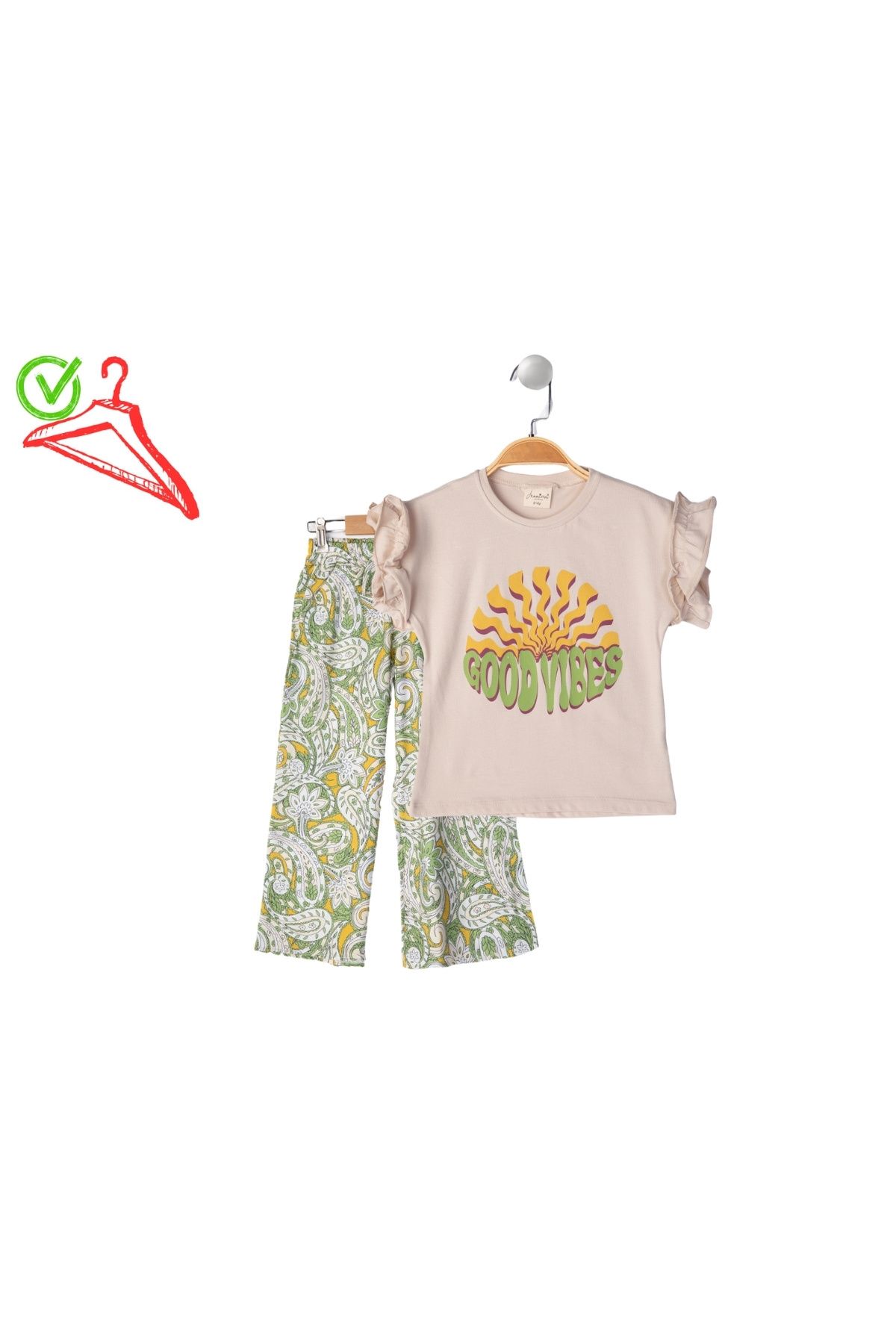 mini fonte kids 9 yaş kız çocuk desenli ikili takım