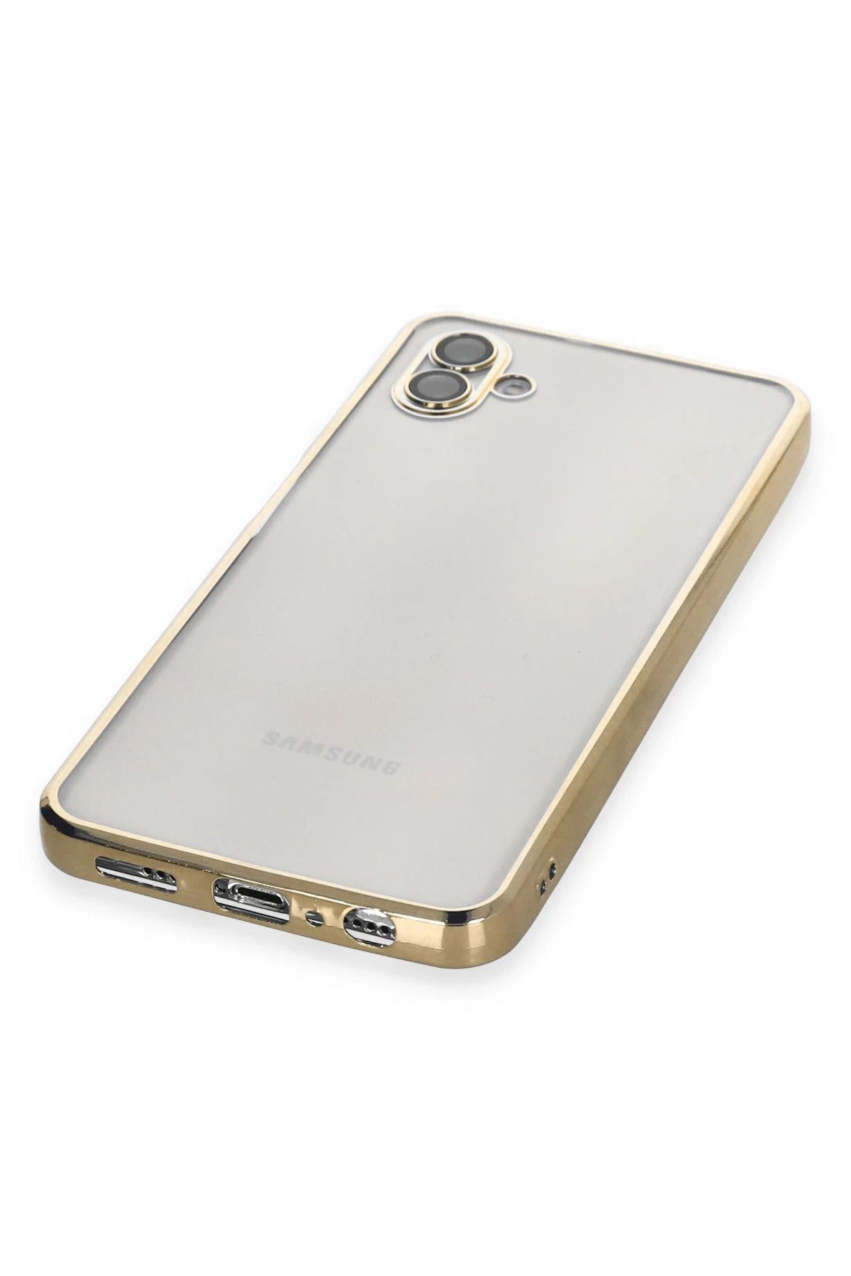 NewFace Samsung Galaxy A04 Kılıf Lensli Silikon - Gold WLZOR