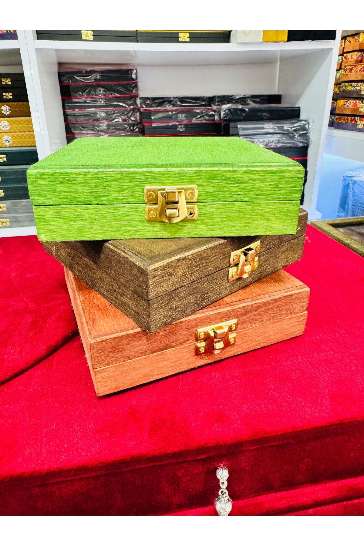 ARTSS JEWEL içi Kadife Kaplı MDF Kutu (Tesbih, Takı, Mücevher) 15x15x4 cm