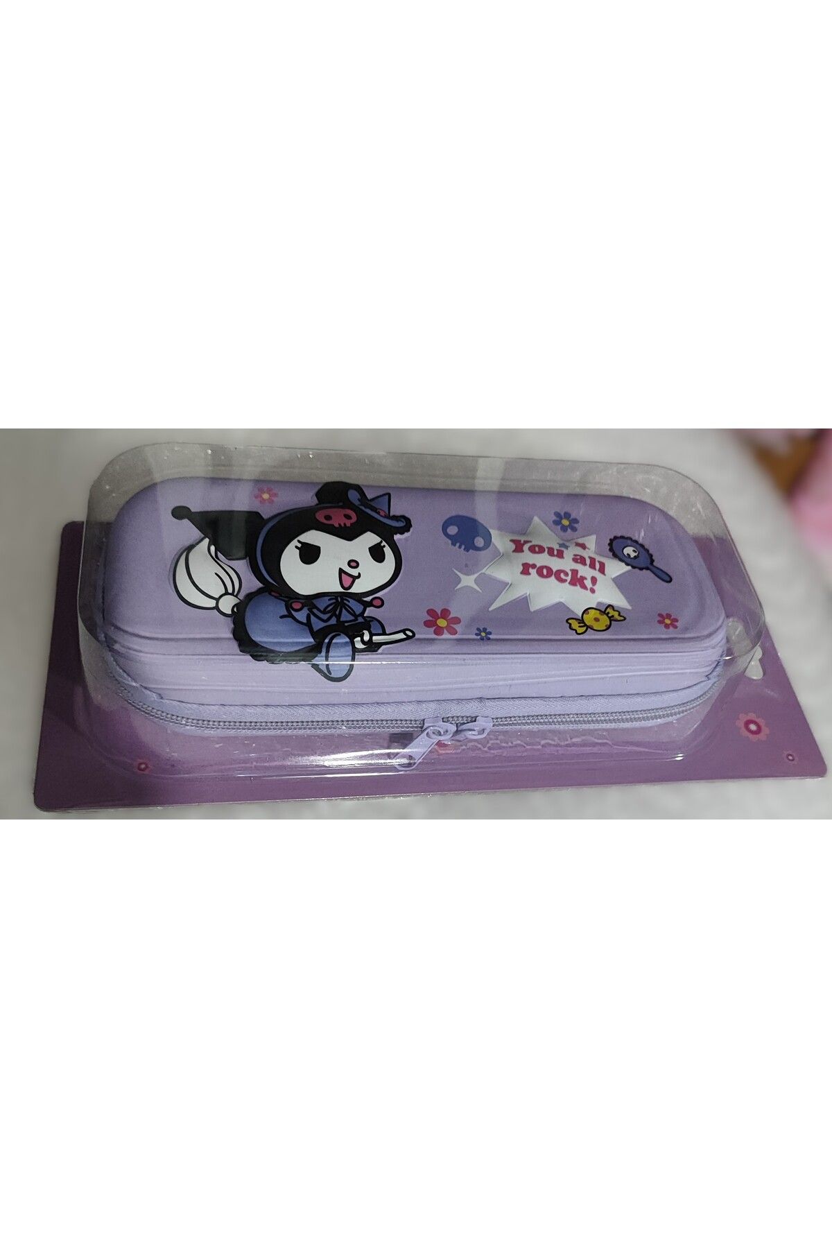 ada çanta kırtasiye Kuromi figürlü kabartmalı geniş kapasiteli kalem kutusu (23cm*10cm*5cm)