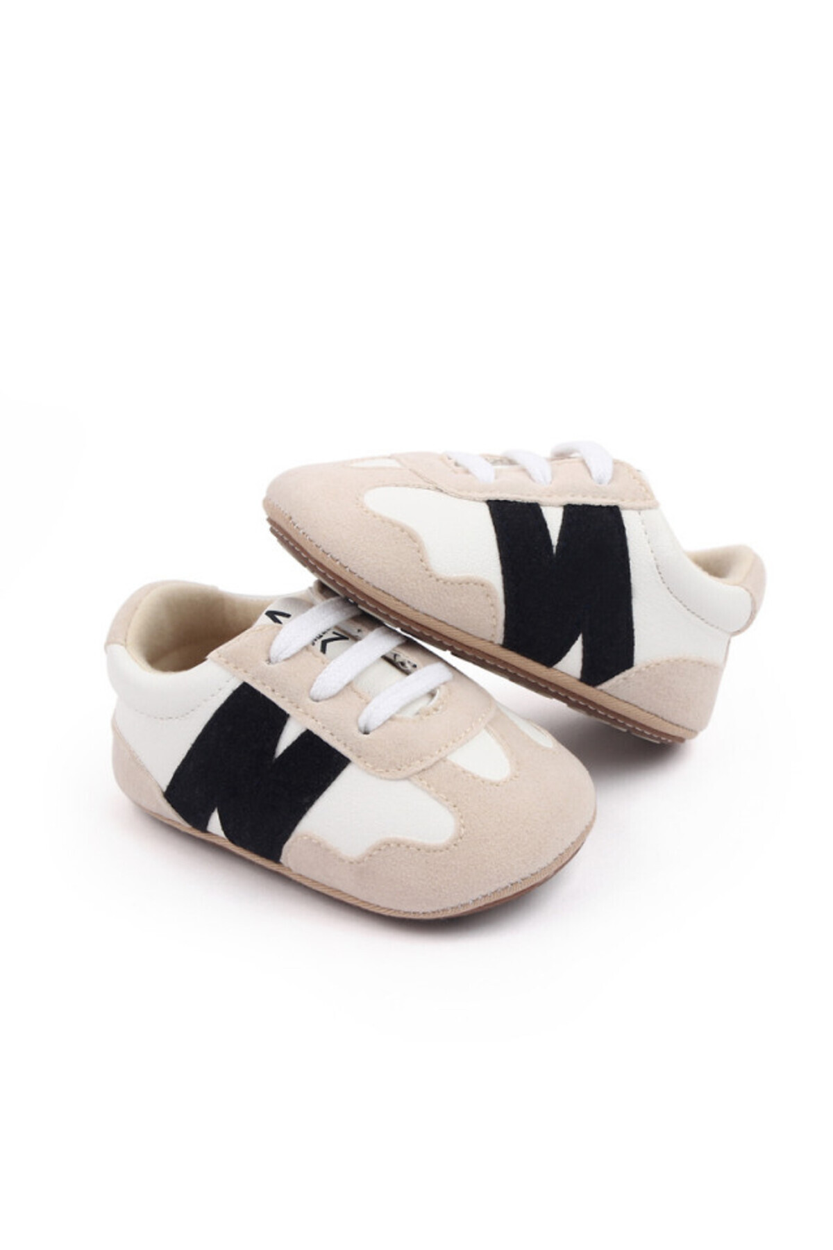 Superbaby-White sneakers with cream and black inserts 1