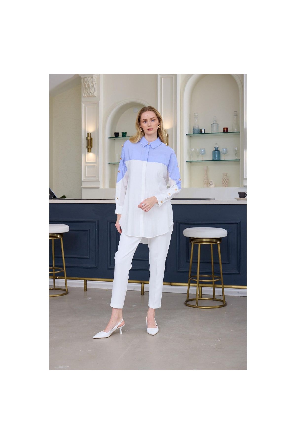 Moodbasic YENİ MOODBASİC KADIN DÜĞME DETAYLI GÖMLEK MB11.249