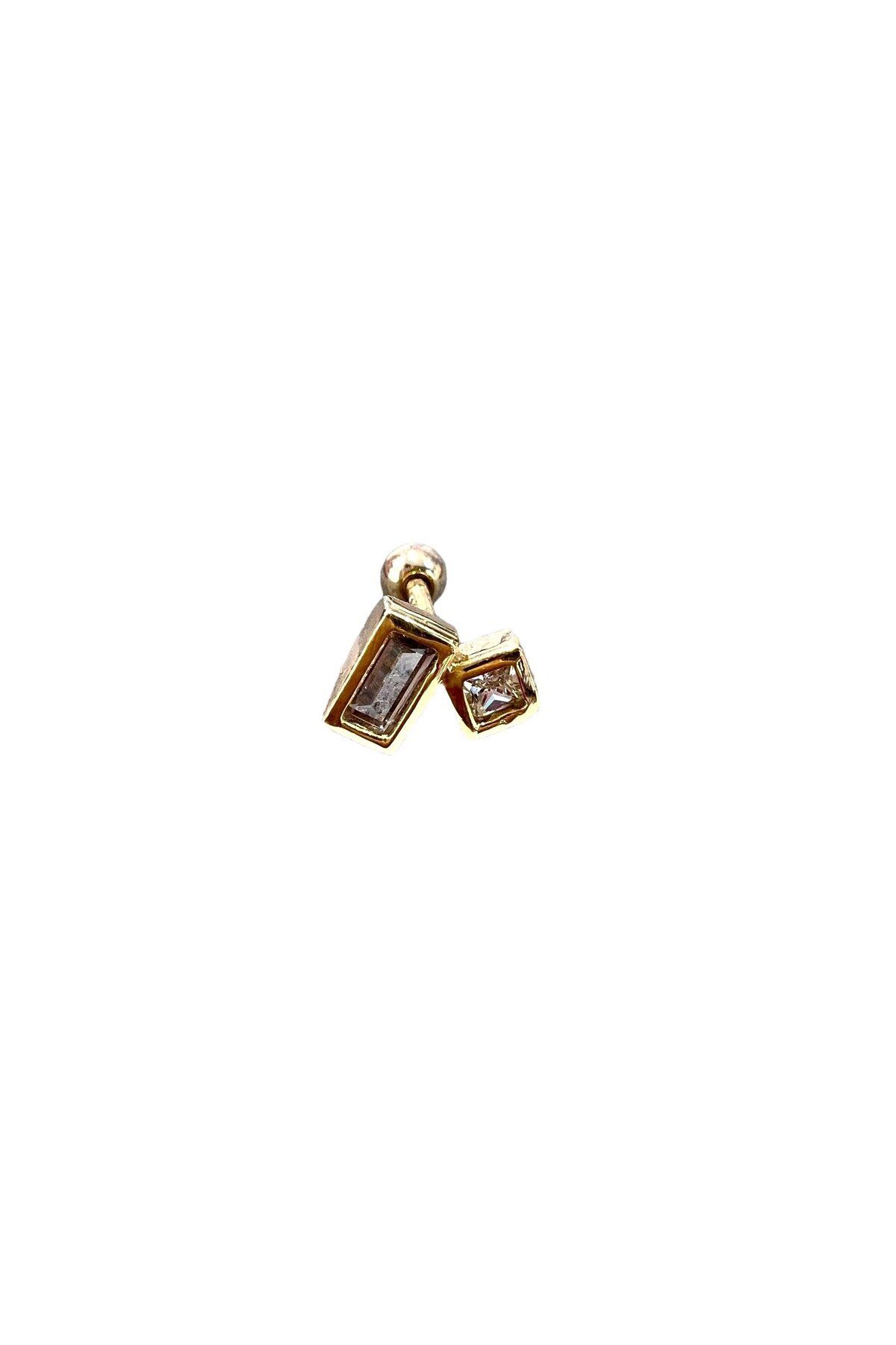 Defne Silver Baget Taşl Gümüş Piercing