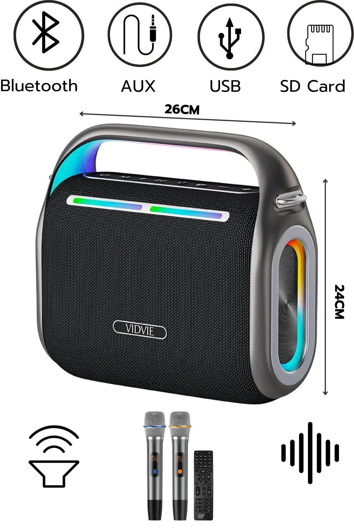 Blackbird Game Center VIDVIE Xl-SP922 Şarjlı 2 Mikrofonlu 150W Bluetooth Hoparlör
