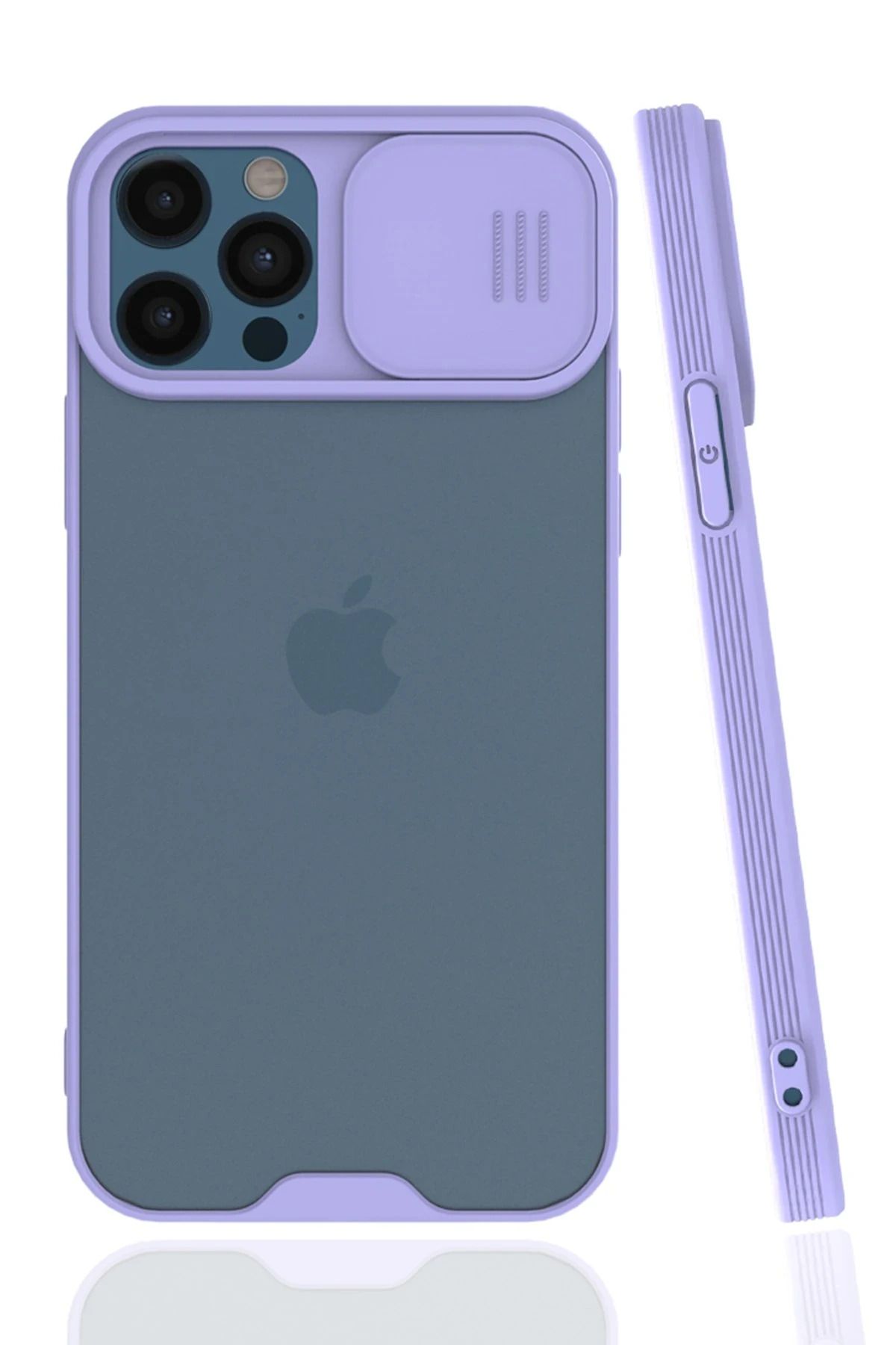 NewFace iPhone 12 Pro Max Kılıf Platin Kamera Koruma Silikon - Lila SVLRS