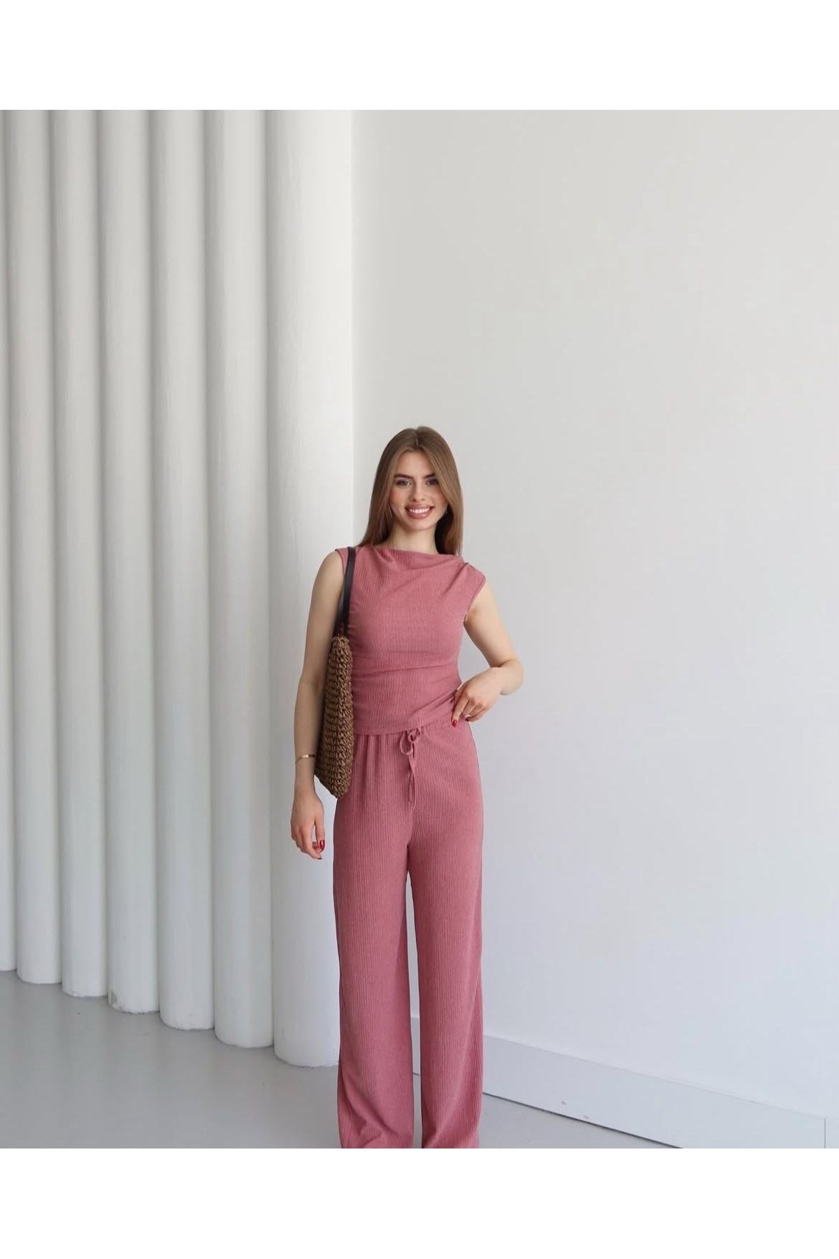 Ekim Store Bürümcük Büzgülü Bluz Pantolon Takım