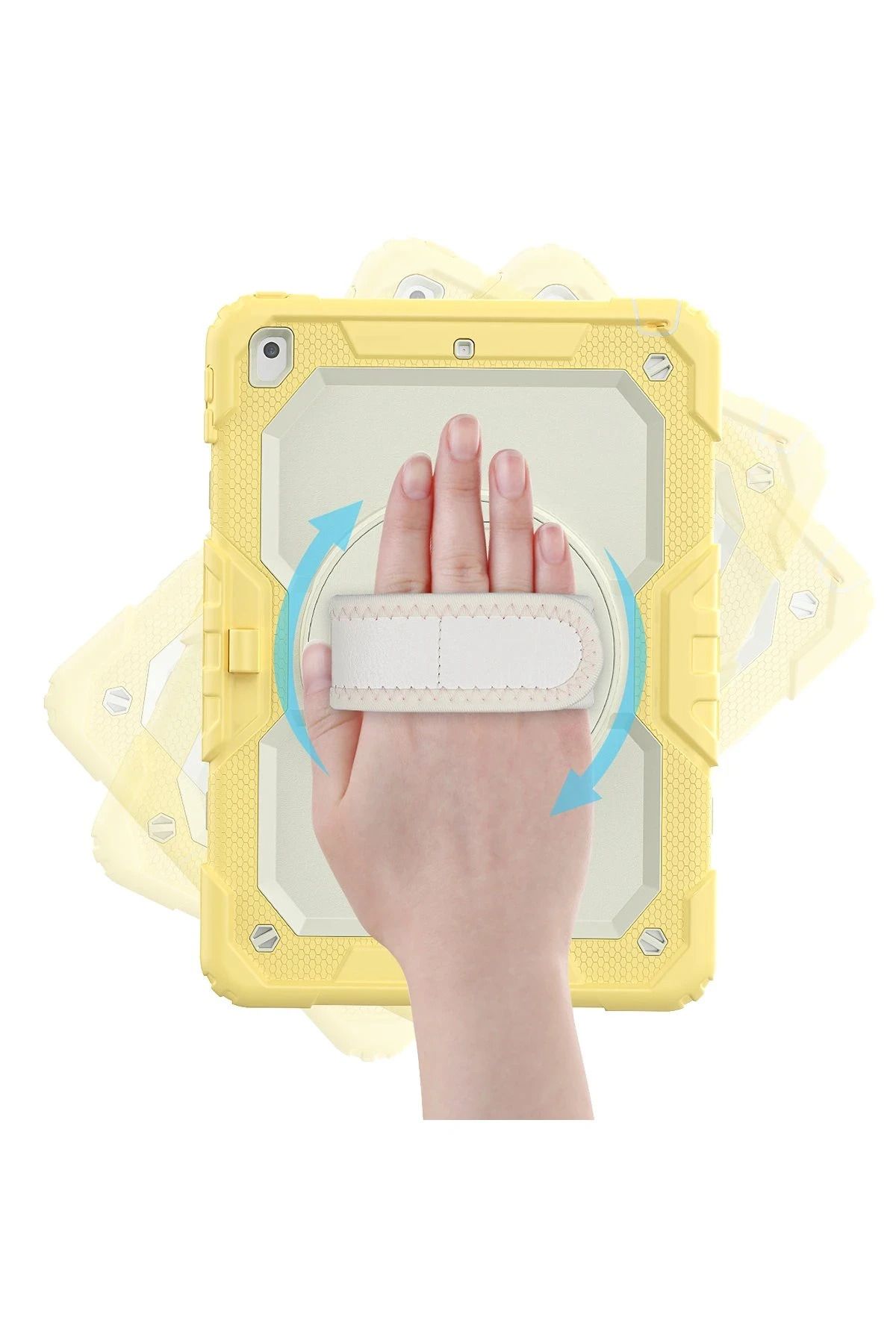NewFace iPad 10.2 (7.nesil) Kılıf Strap New Tablet Kapak - Sarı WLZOR