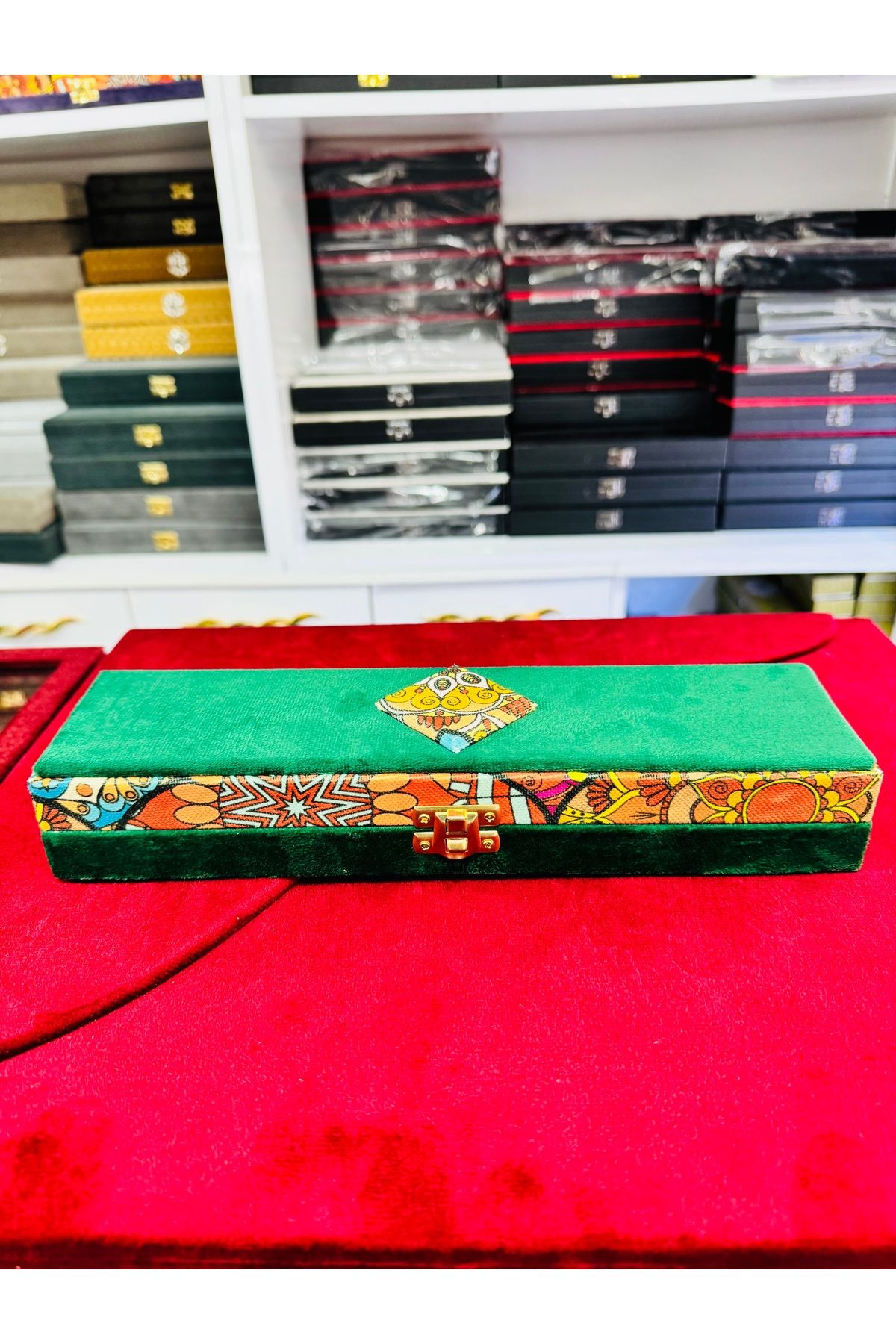 ARTSS JEWEL Kadife Kaplı Mdt Hediyelik Tesbih, Takı, Mücevher Kutusu 28x7x4,5 cm