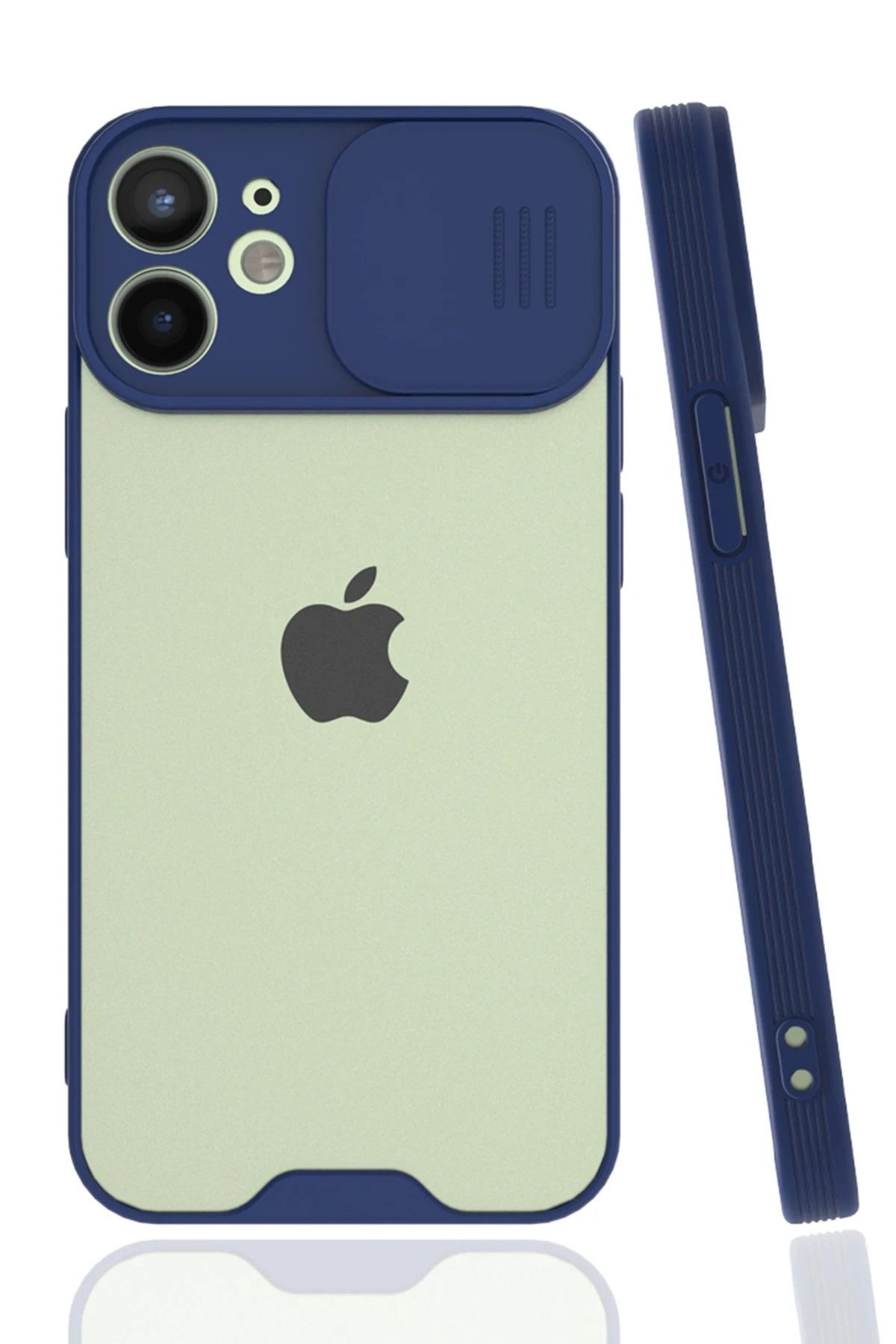 NewFace iPhone 12 Mini Kılıf Platin Kamera Koruma Silikon - Lacivert SVLRS