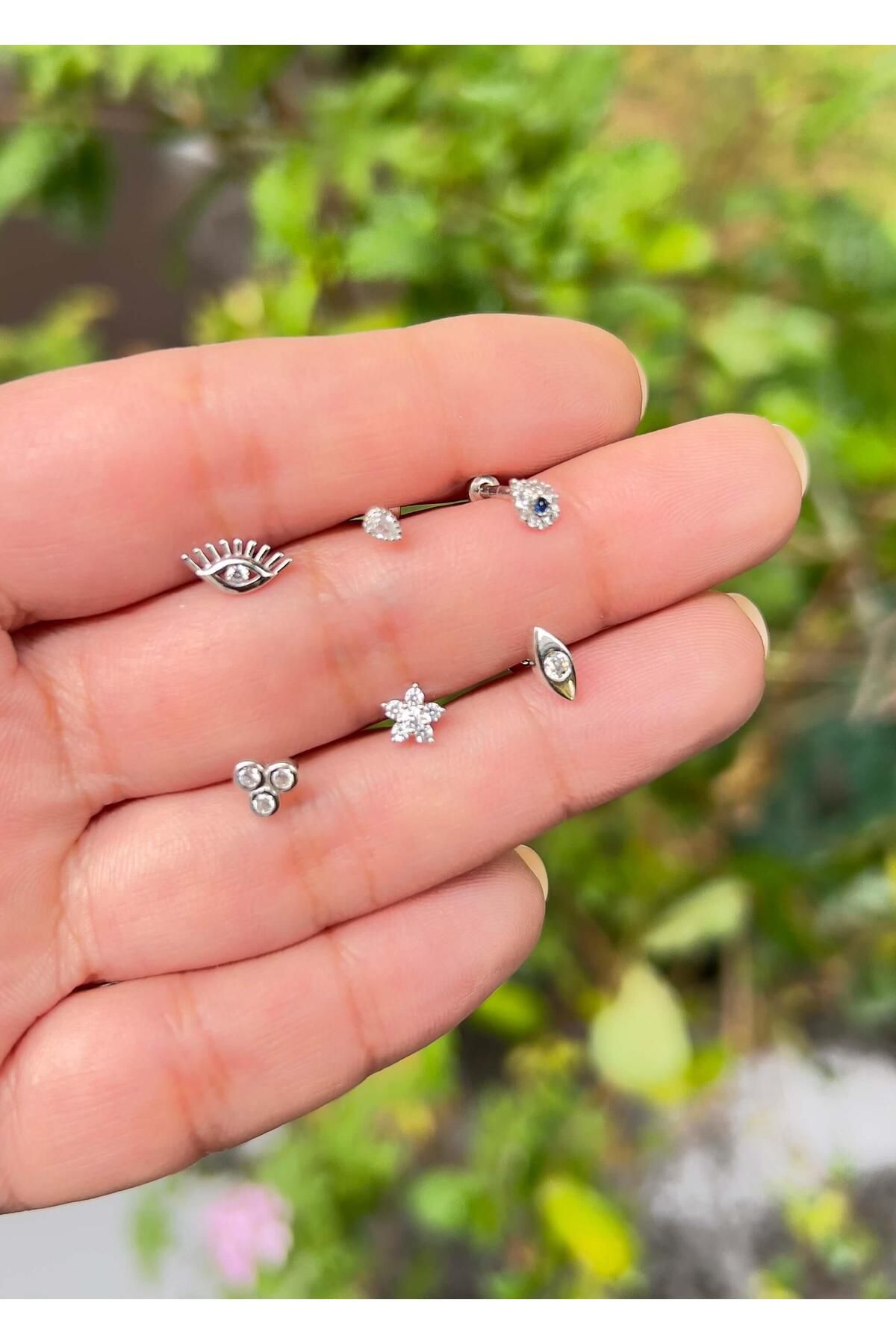 Defne Silver Mini Damla Gümüş Piercing
