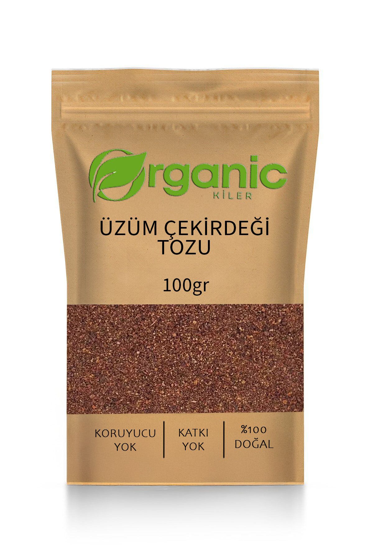 Organic Kiler Üzüm Çekirdeği Tozu 100gr. İnce Öğütülmüş & Elenmiş, Katkı Madde İçermez