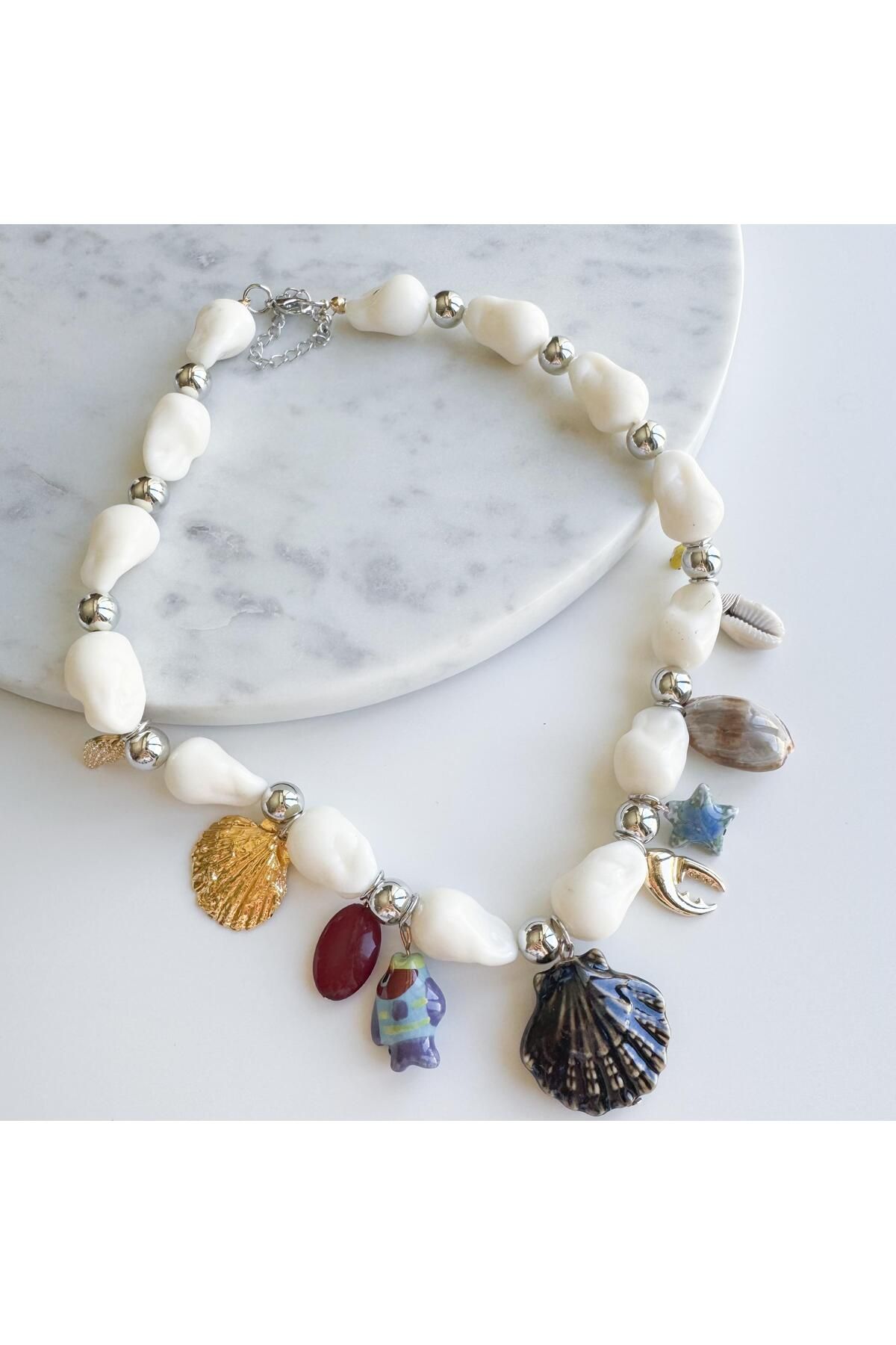 Venus Design Çelik Murano Charmlı Kolye