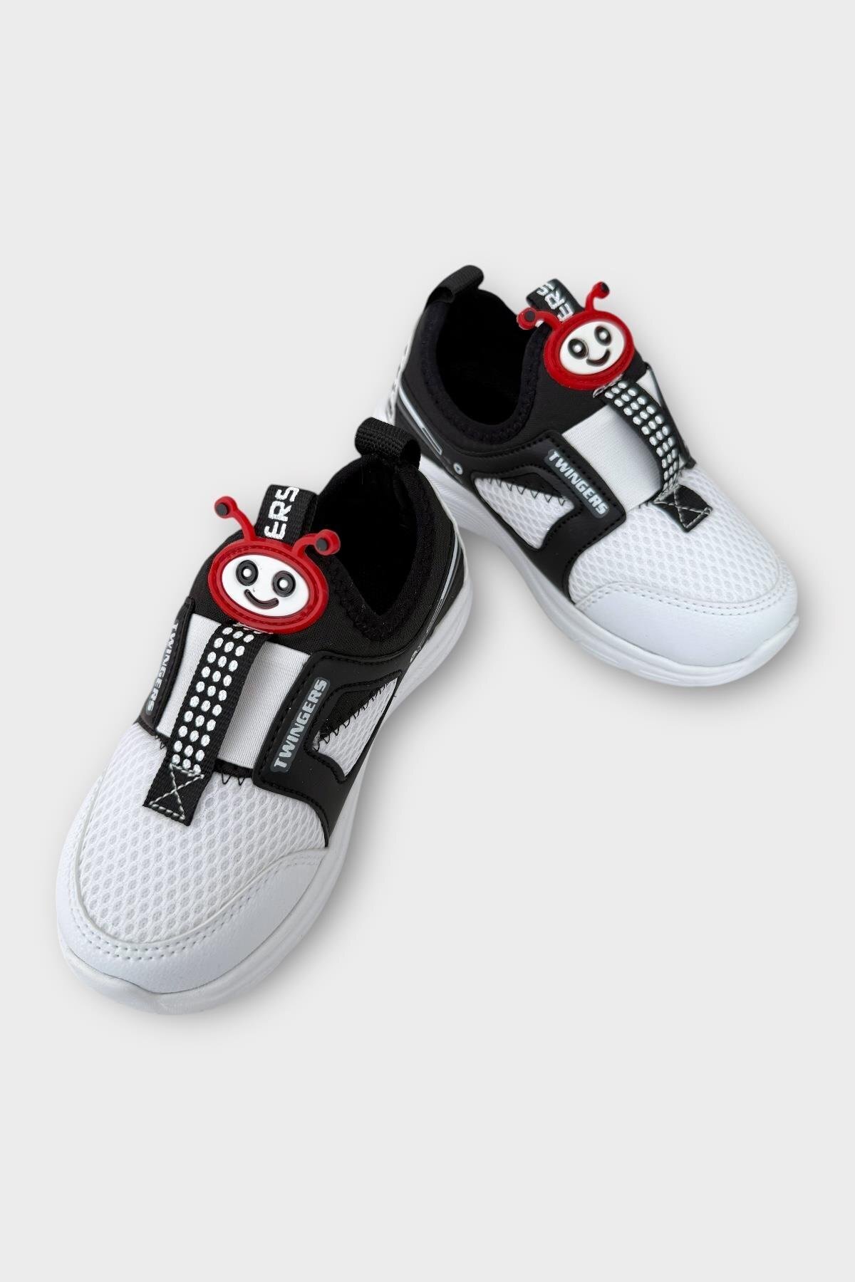 Liger-Children's Airfile Light Sole Nursery Home School Sports Shoes White - Black 3