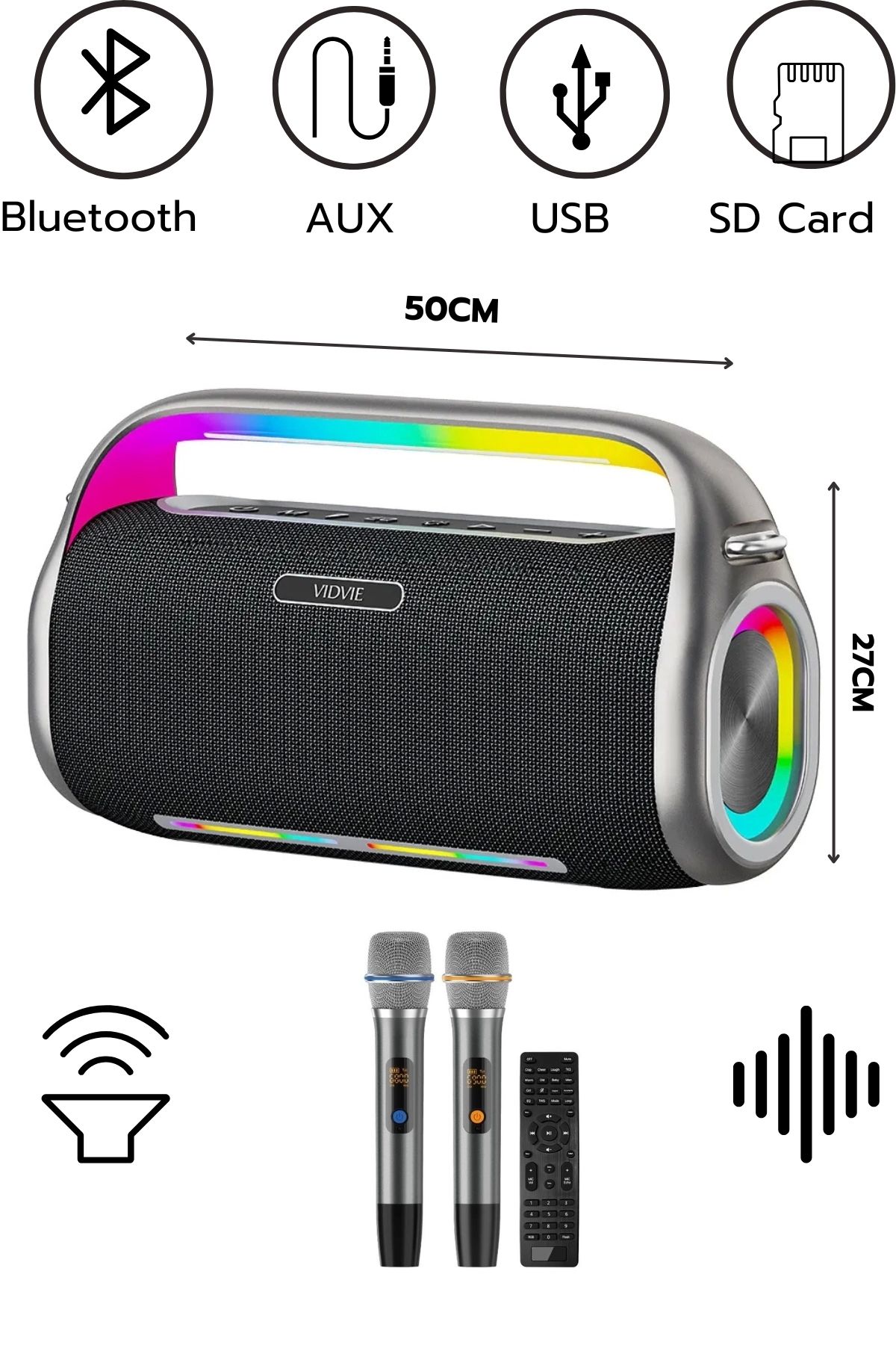 Blackbird Game Center VIDVIE Xl-SP923 Şarjlı 2 Mikrofonlu 300W Bluetooth Hoparlör