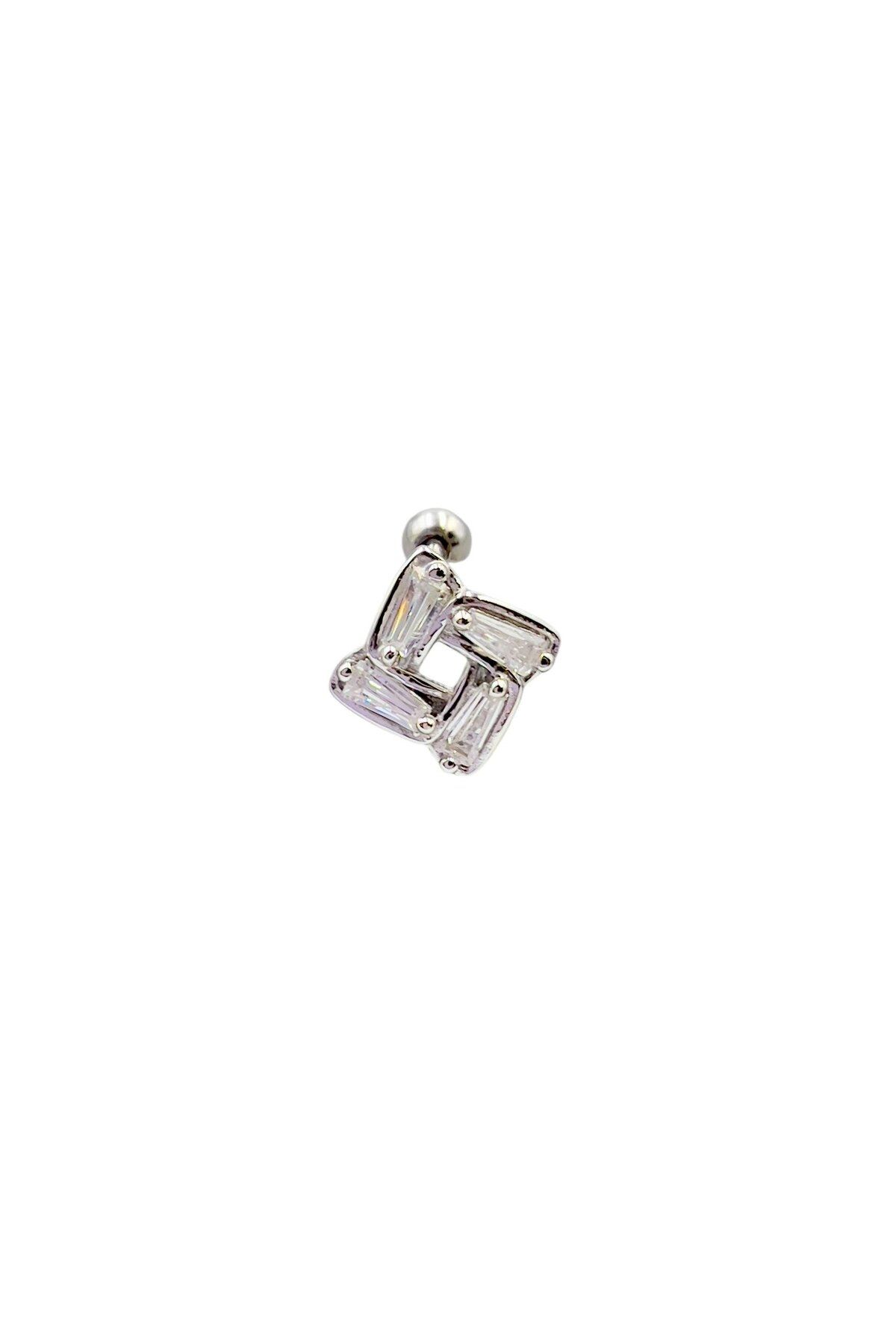 Defne Silver Kare Gümüş Piercing