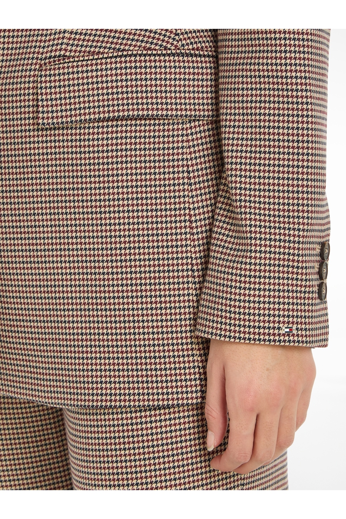Tommy Hilfiger-Women Houndstooth Rouge Tattersall Check Slim Fit Blazer 3