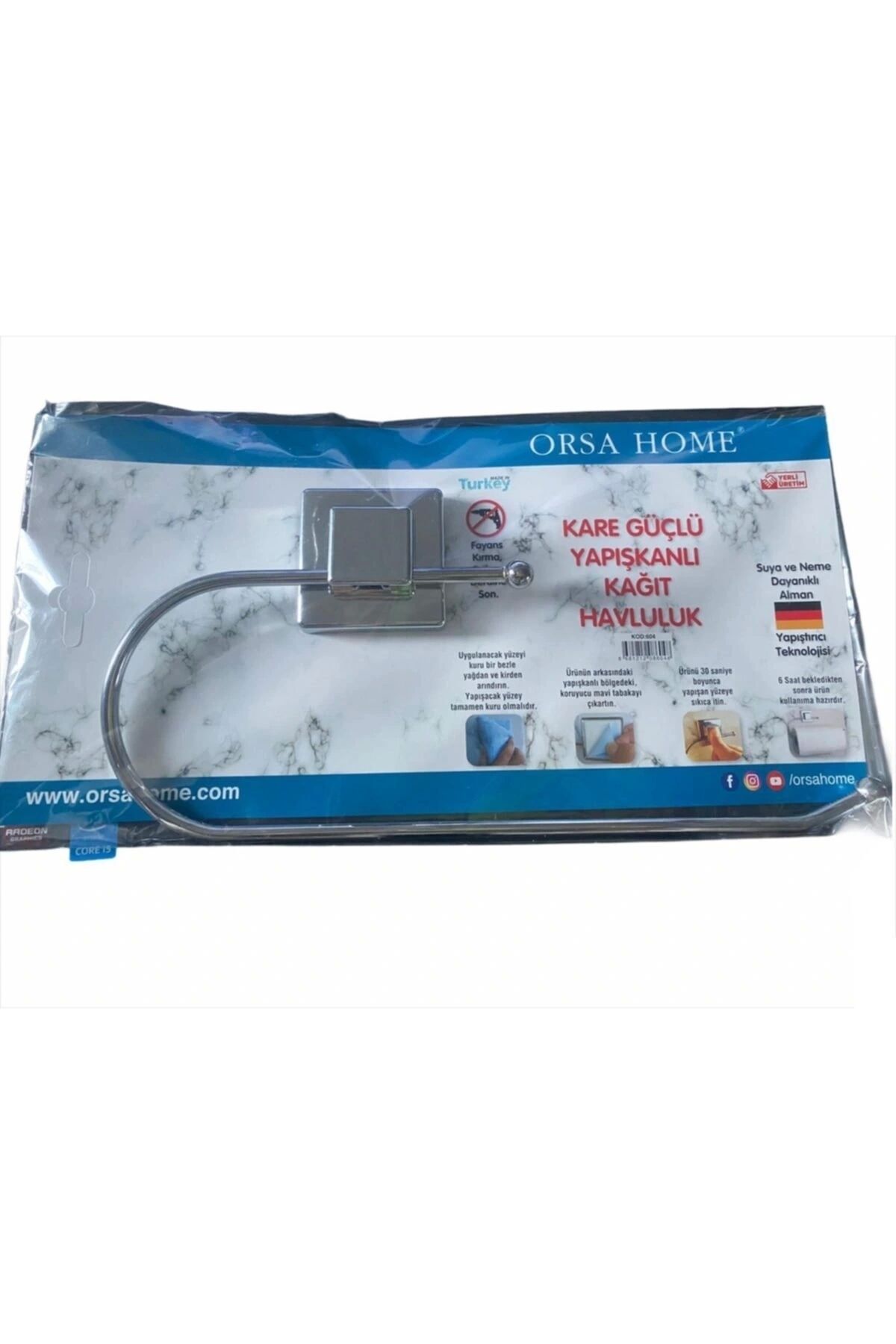 STOREMAX Yapışkanlı Kare Askılıoval Açık - Metal Kağıt Havluluk Askı (5047)