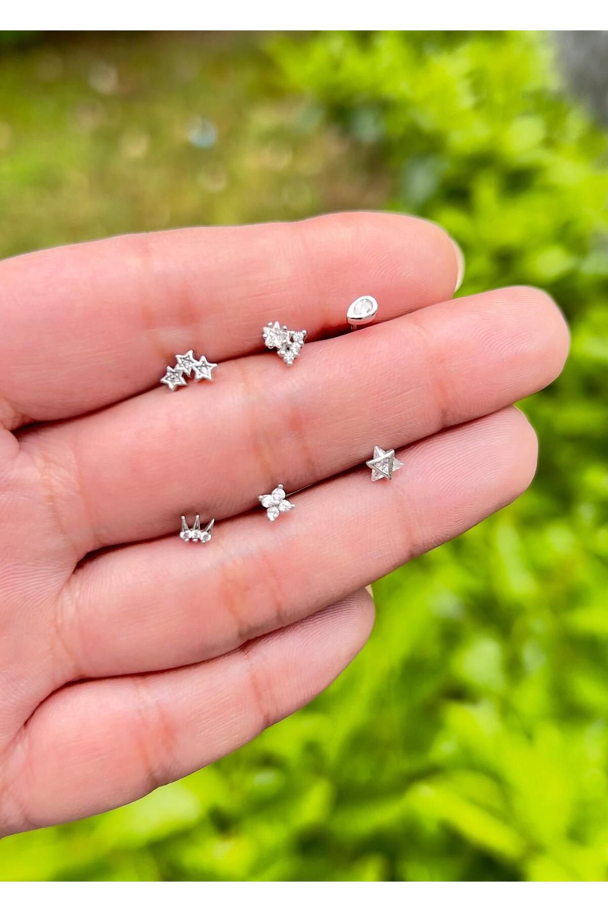 Defne Silver Mini Taç Gümüş Piercing