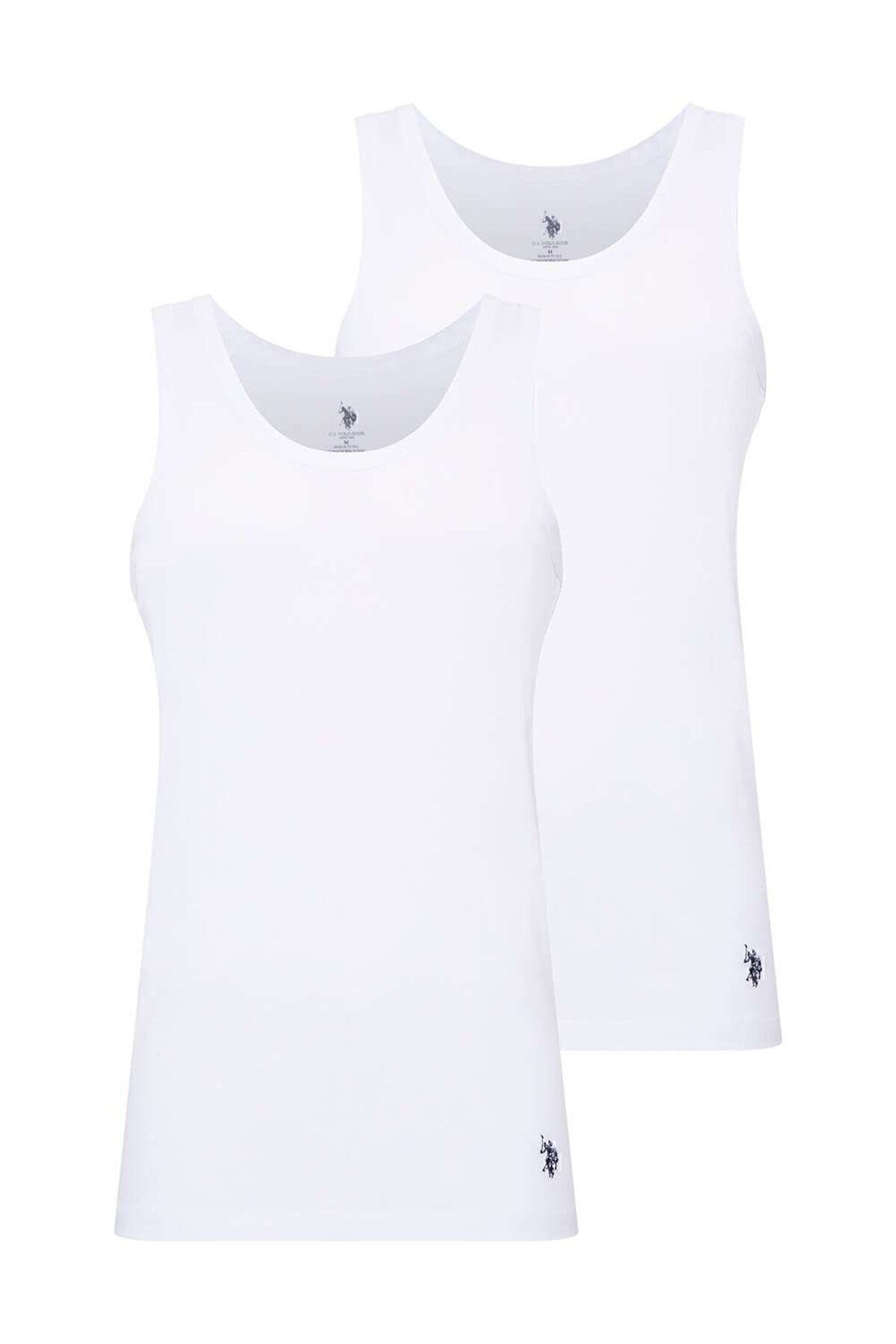 U.S. Polo Assn. U.S. Polo Assn. Erkek 2'Li Pamuk&Modal Atlet Beyaz Kutulu - Beyaz - ARASS80W18W9W