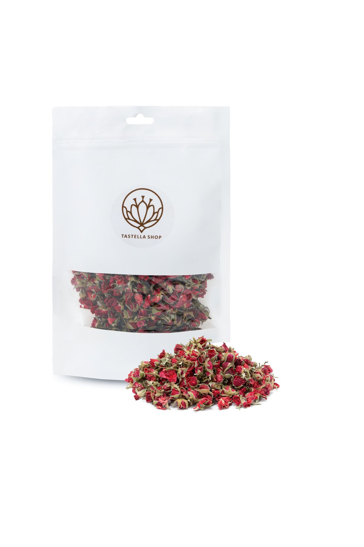 Tastella Shop Kurutulmuş Tomurcuk Kırmızı Gül Çayı (300gr), Kuru Kırmızı Gül Goncası Çayı, Kırmızı Gül Kurusu Çayı