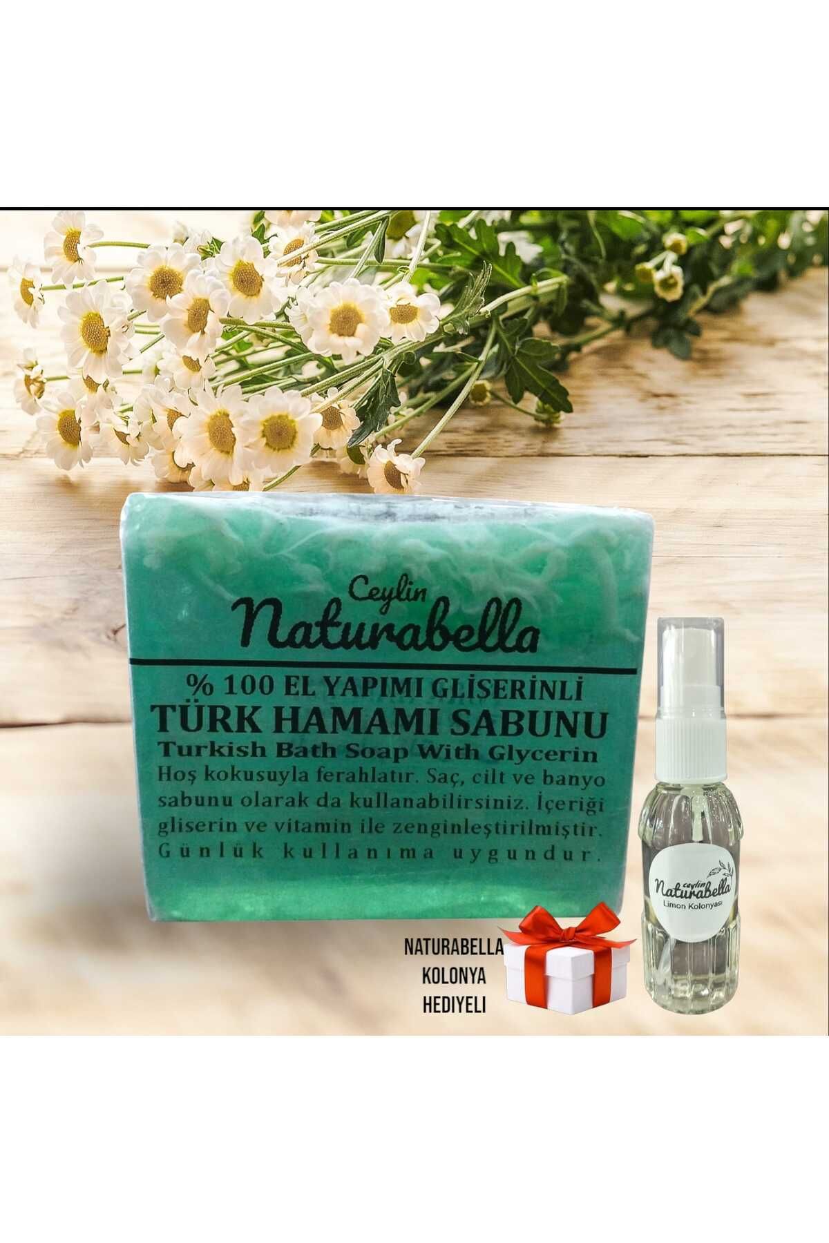 Naturabella % 100 Doğal Cilt ve Banyo İçin Uygun Ferahlatıcı Etkili Türk Hamamı Sabunu- Kolonya Hediyeli