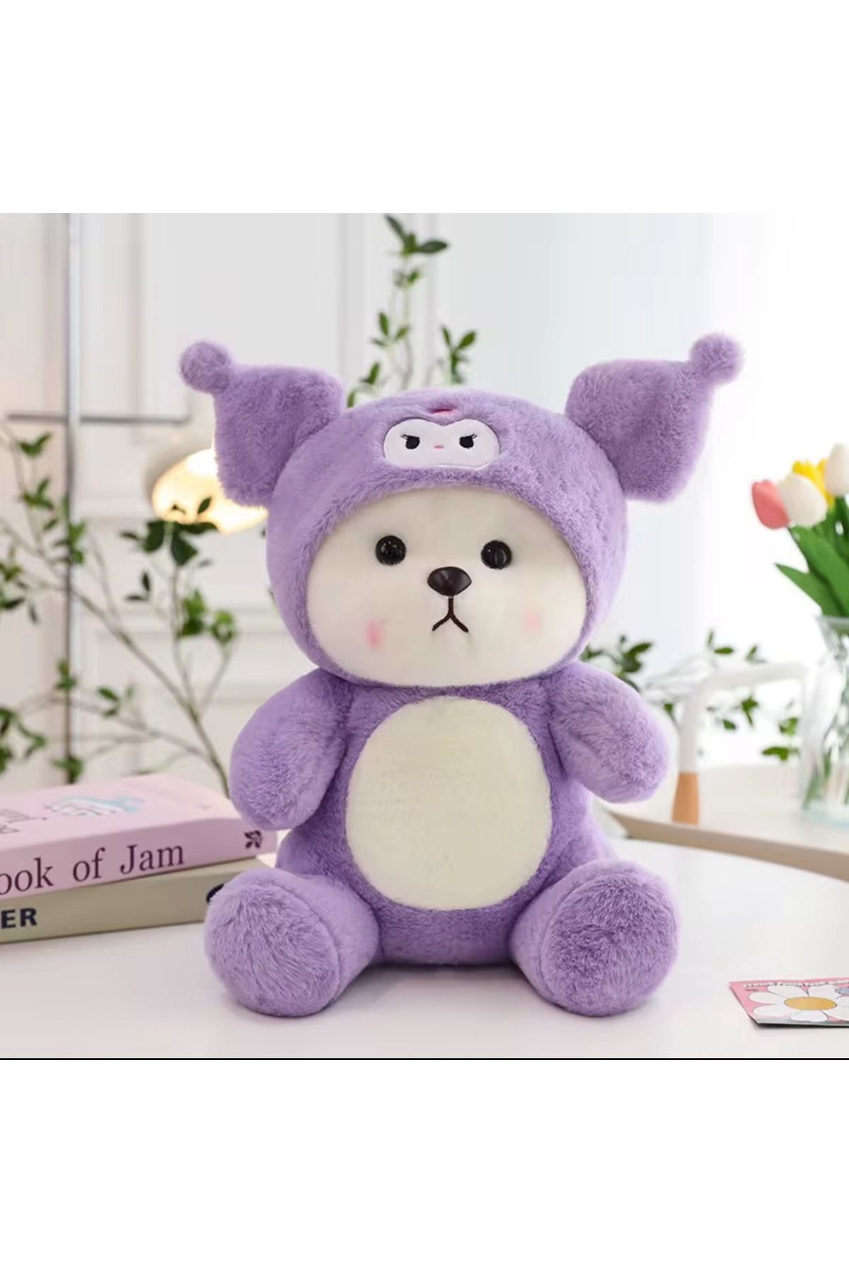Kawaii Kuromi Şapkalı Sevimli Peluş Ayıcık