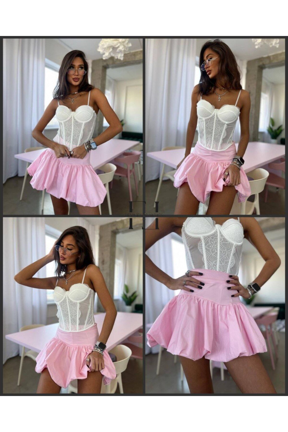 femmes fraiches Femmes Balloon Pink Mini Etek