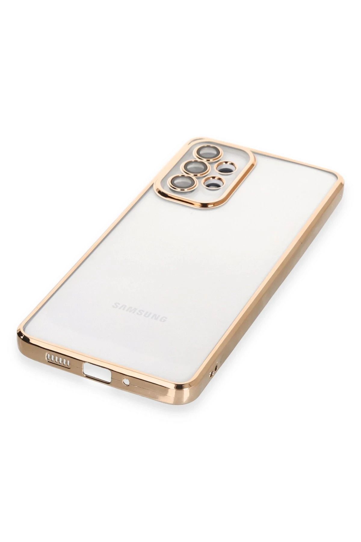 NewFace Samsung Galaxy A73 5G Kılıf Lensli Silikon - Gold WLZOR