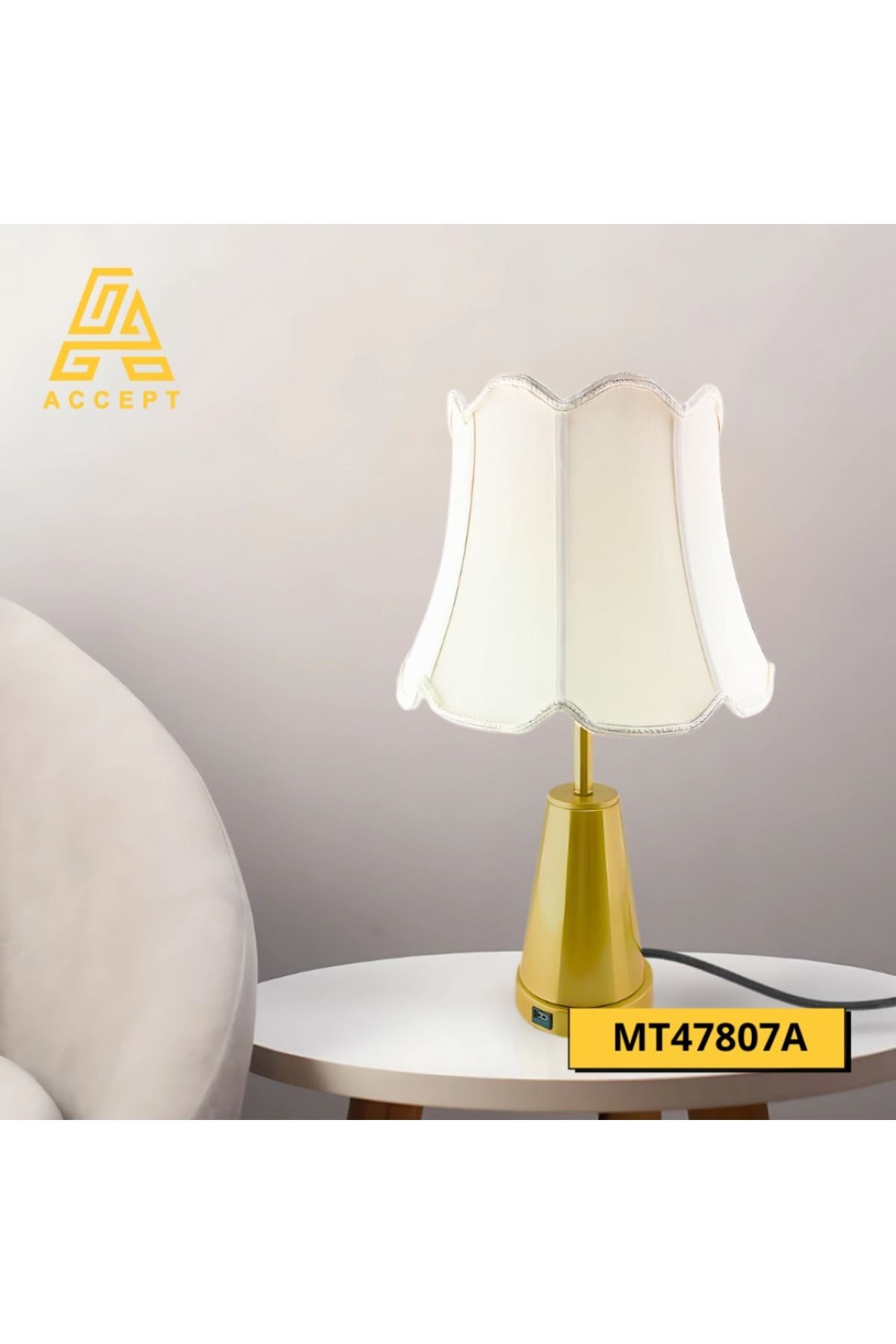 Generic-أباجورة طاولة بتصميم أنيق وقاعدة ذهبية تعمل بالكهرباء بقاعدة E27 1