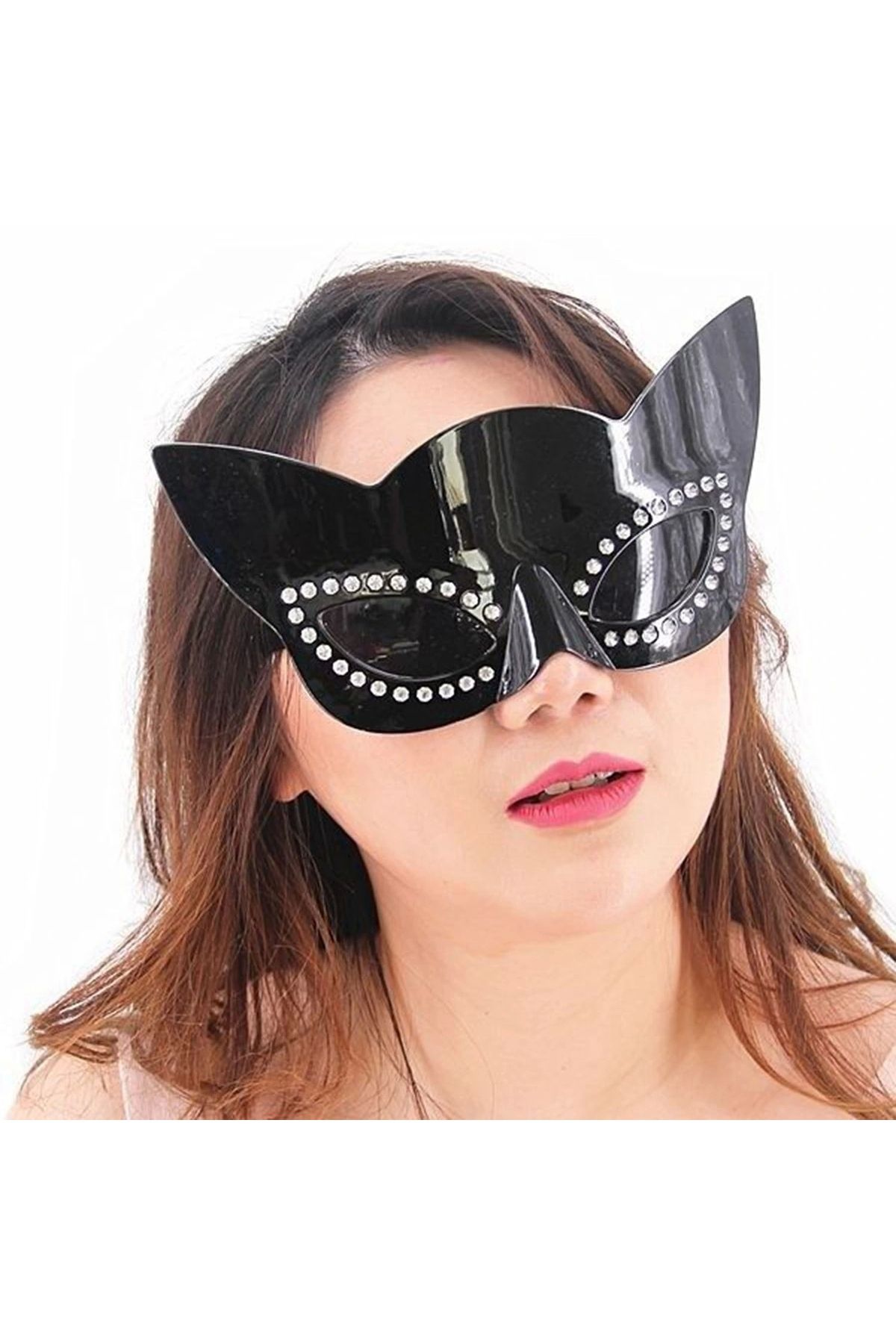 STOREMAX Siyah Renk Siyah Camlı Kedi Şekilli Parti Gözlüğü 20x11 cm (5047)