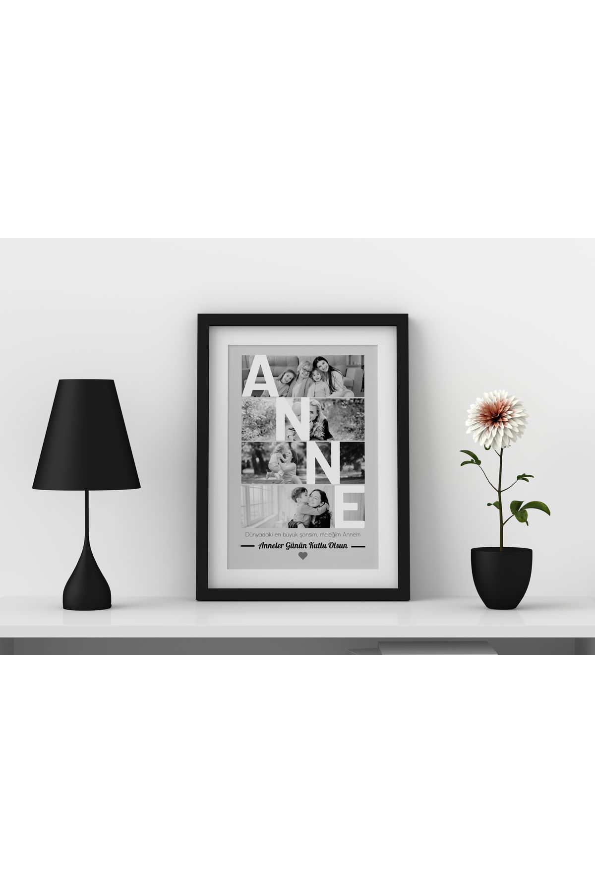 suncrafted Kişiye Özel Fotoğraflı Anneler Günü Çerçevesi – “ANNE” Tasarımı (20x15 cm - 30x20 cm)