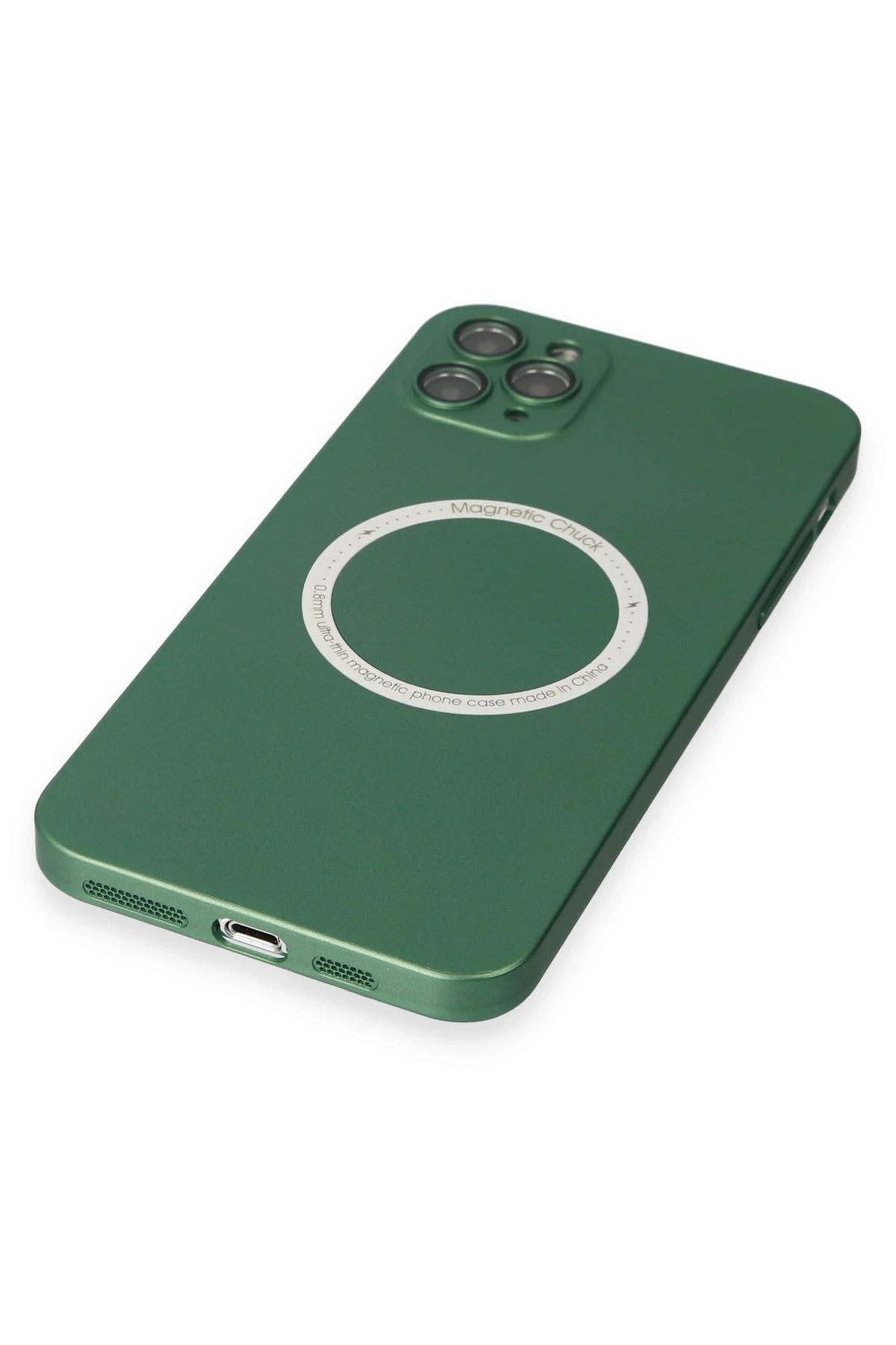 NewFace iPhone 11 Pro Max Kılıf Jack Magneticsafe Lens Silikon - Yeşil WLZOR