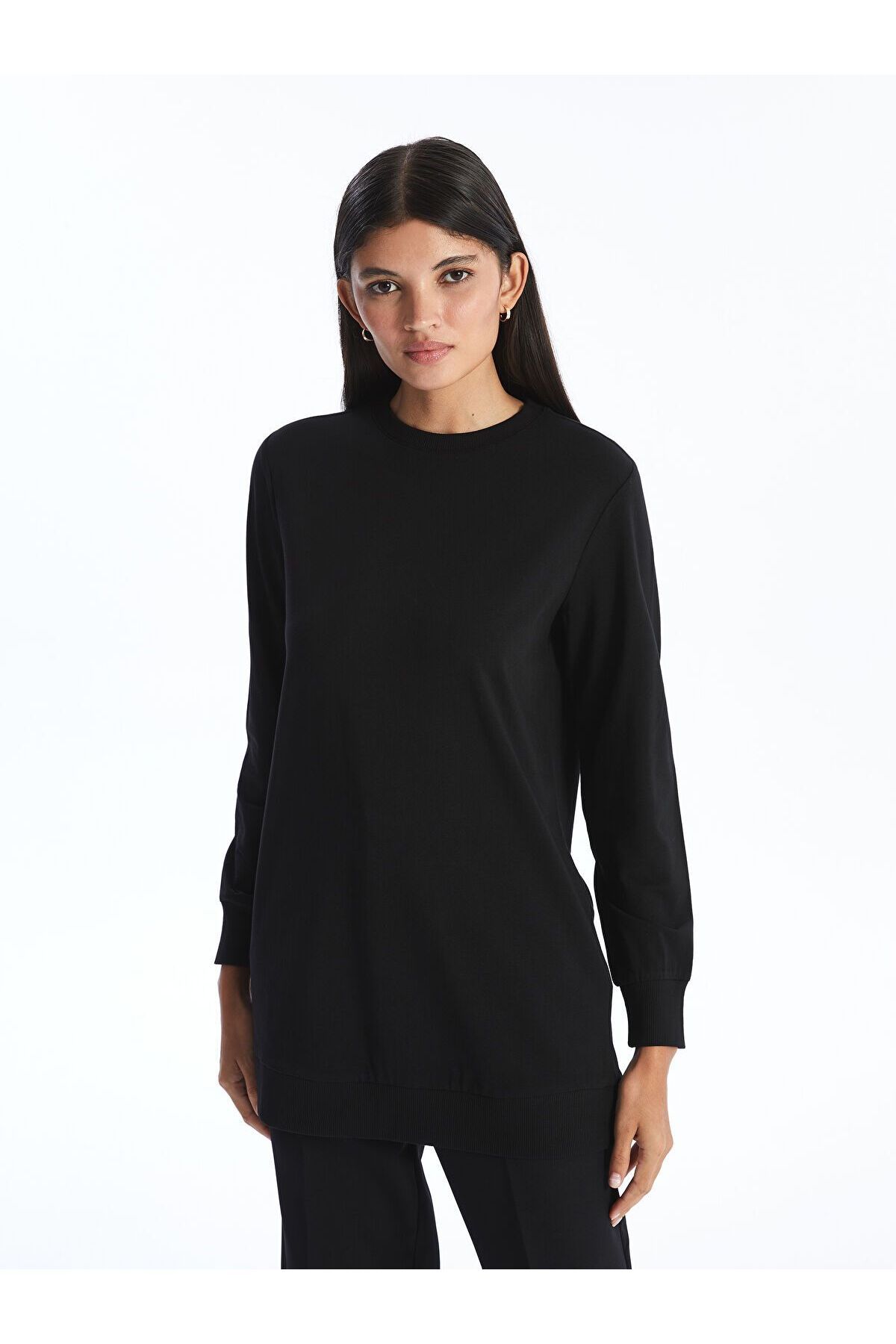 LC Waikiki Kadın Bisiklet Yaka Düz Sweatshirt Tunik