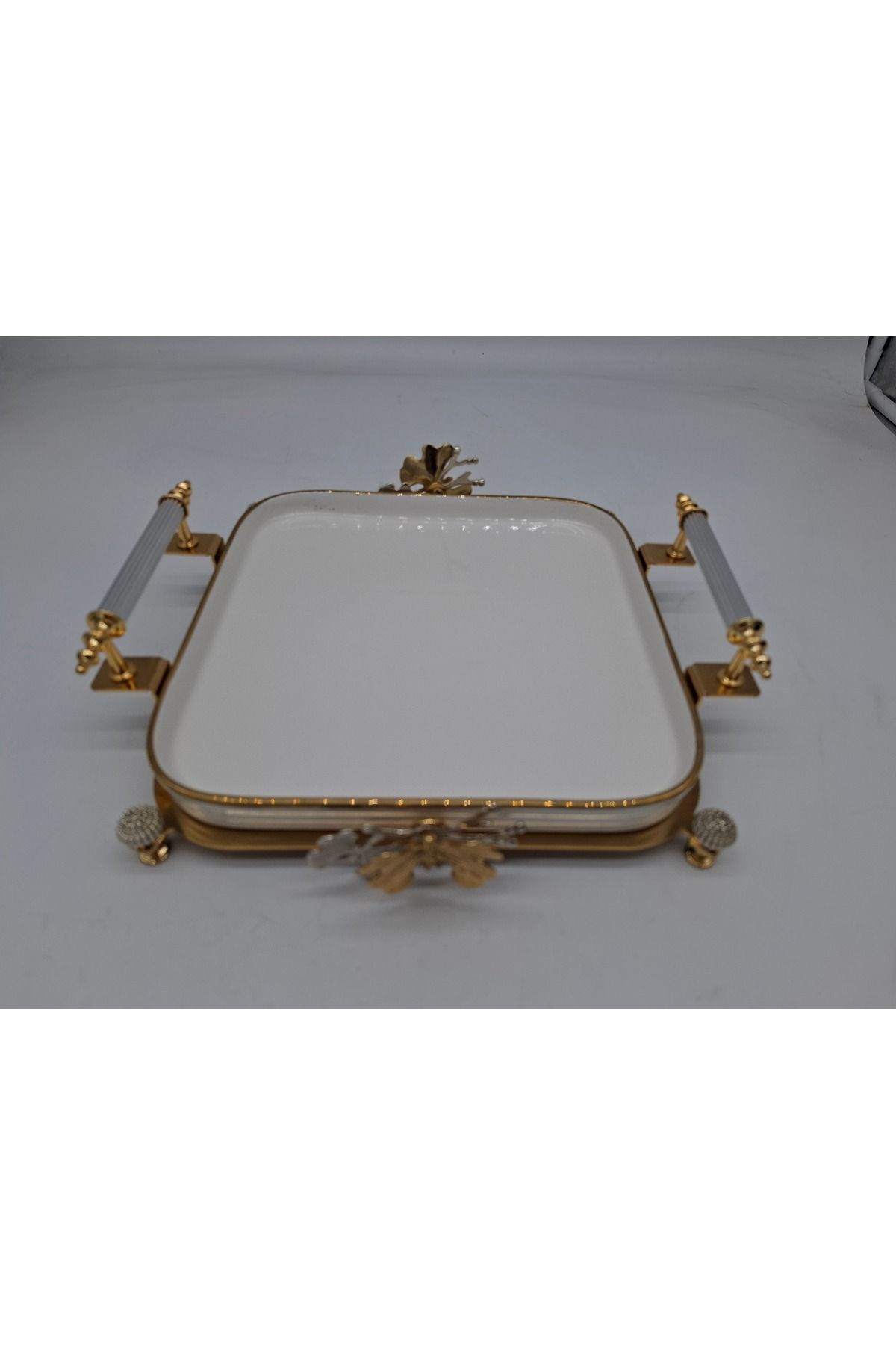TEMMUZ SUNUMLUK TEPSİ 22 cm x 22 cm PORSELEN ALTINVARAKLI 2 PARÇA