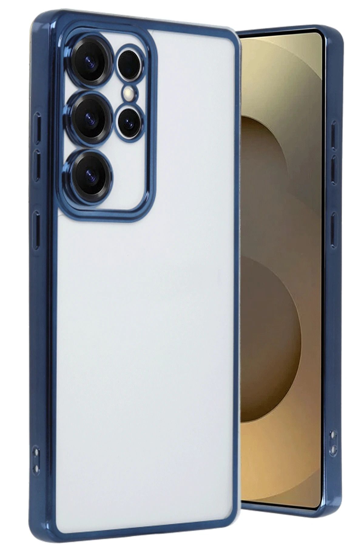 NewFace Samsung Galaxy S24 Ultra Kılıf Lensli Silikon - Lacivert WLZOR