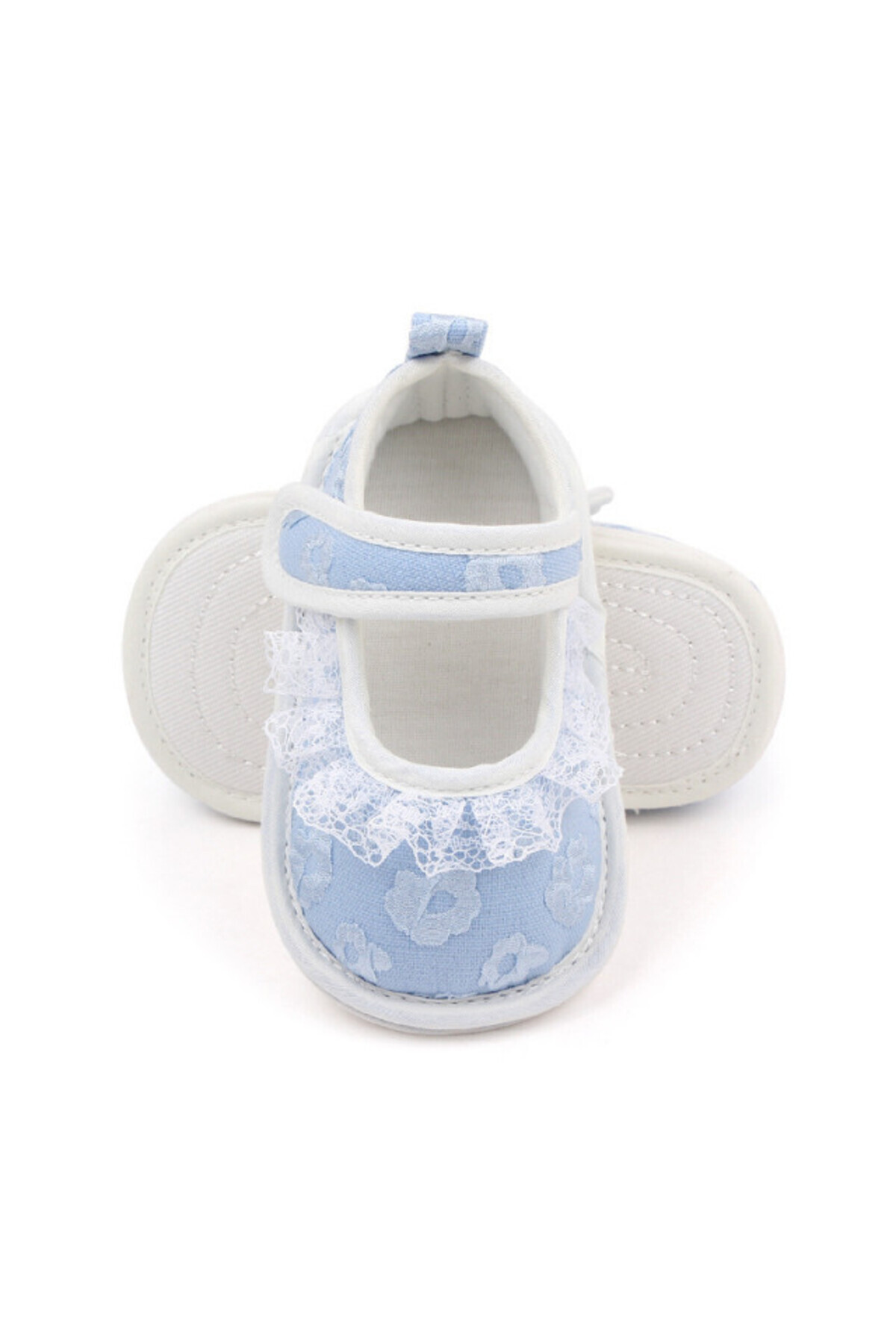 Superbaby-Pantofiori bleu cu floricele brodate 5