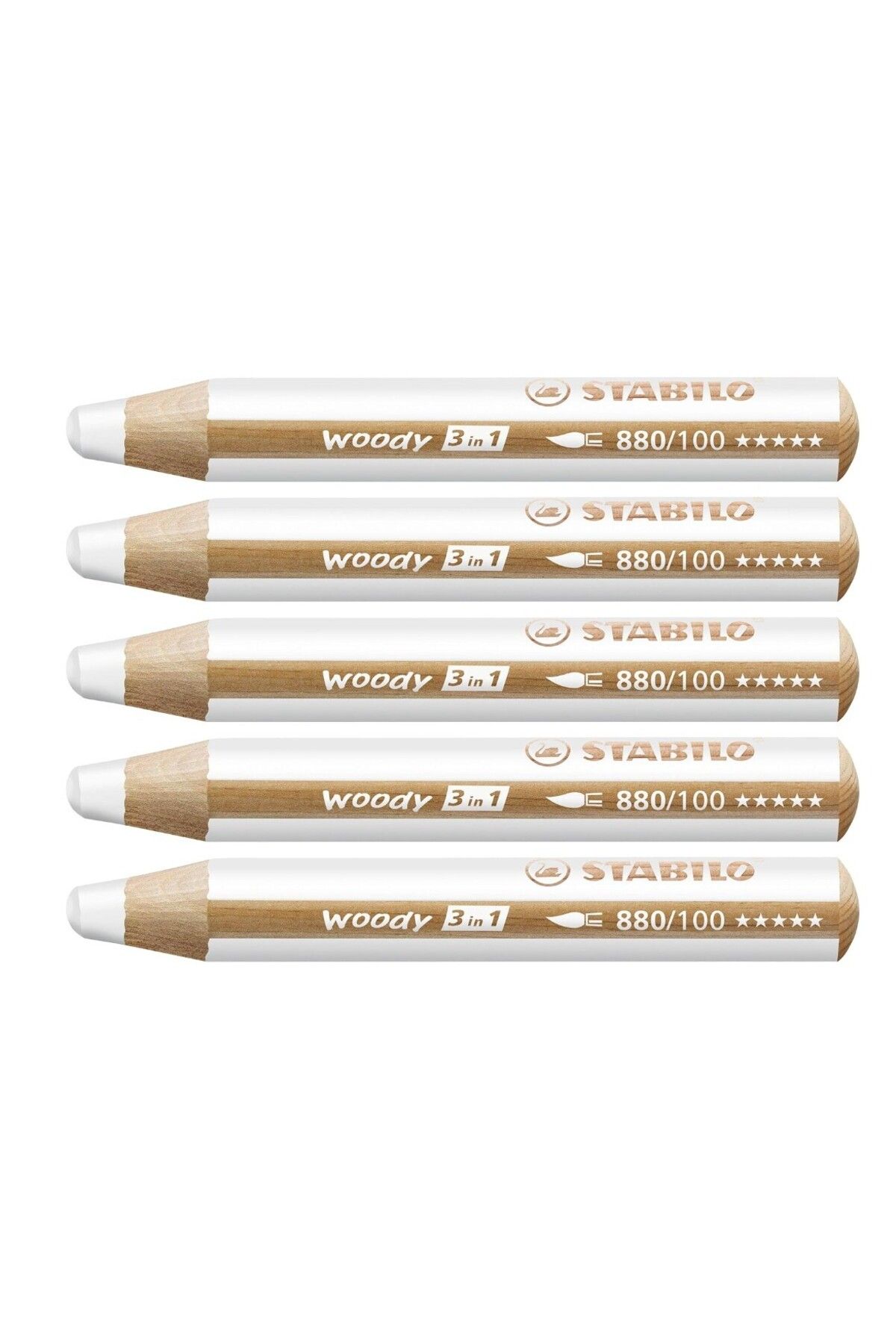 Stabilo Woody 3 in 1 880/100 Beyaz Boya Kalemi 5li Paket