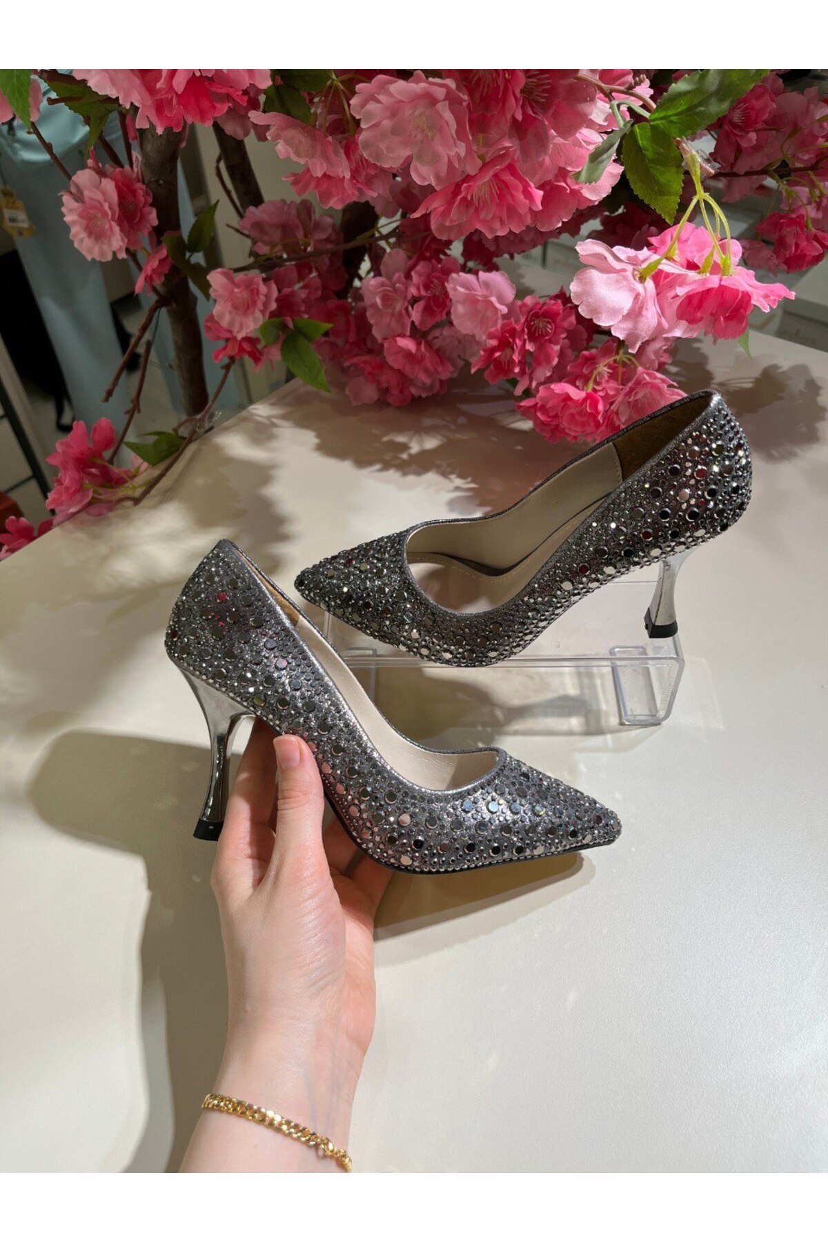 İST FİDAN KUNDURA-Women's Sequin Detailed Heeled Evening Dress Shoes 3