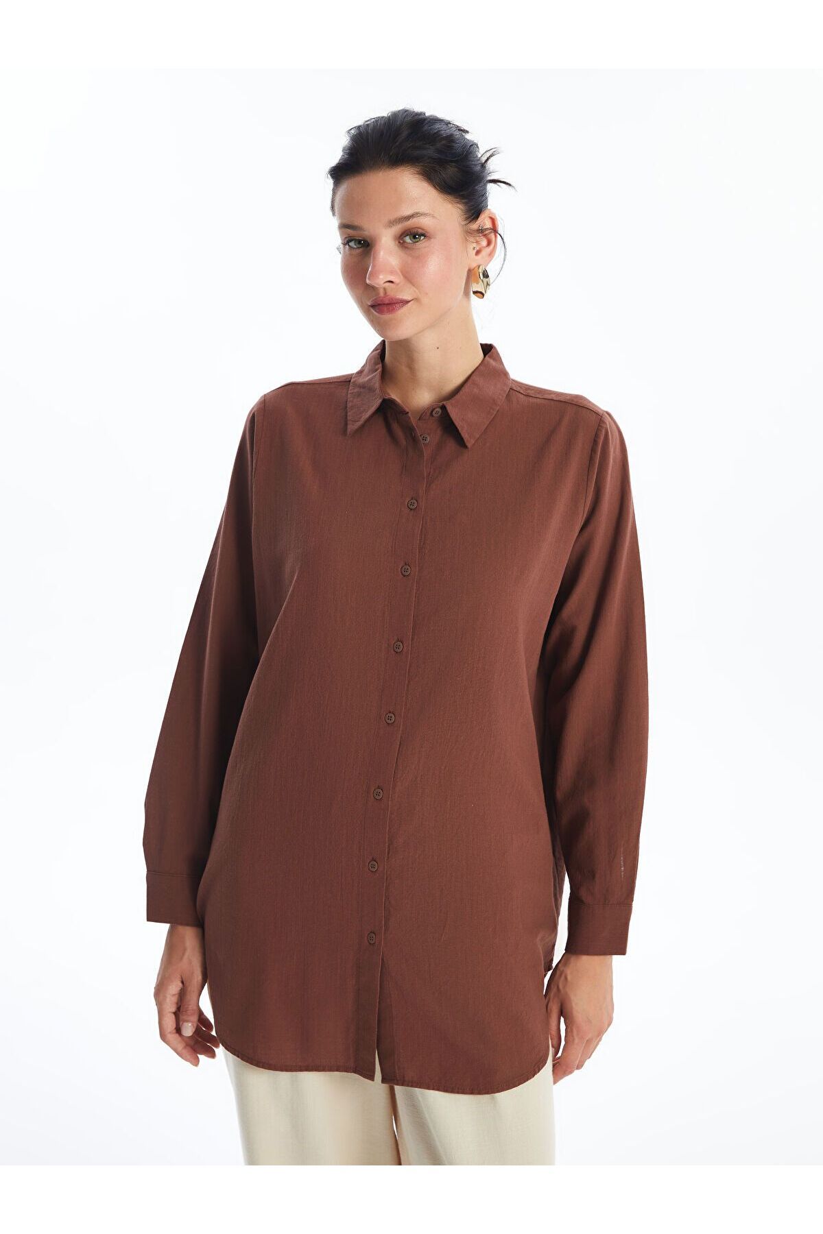 LC Waikiki Düz Poplin Kadın Gömlek Tunik