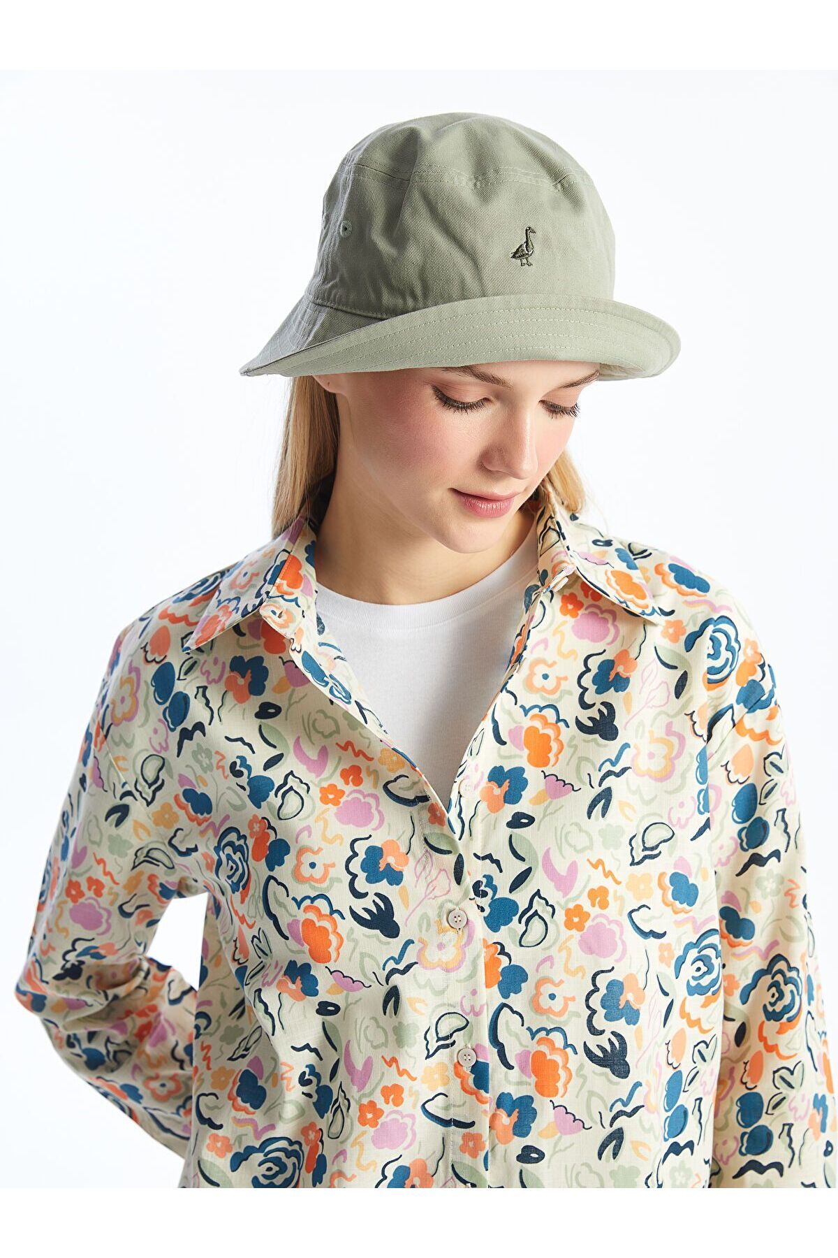 LC Waikiki Desenli Uzun Kollu Oversize Kadın Gömlek Tunik