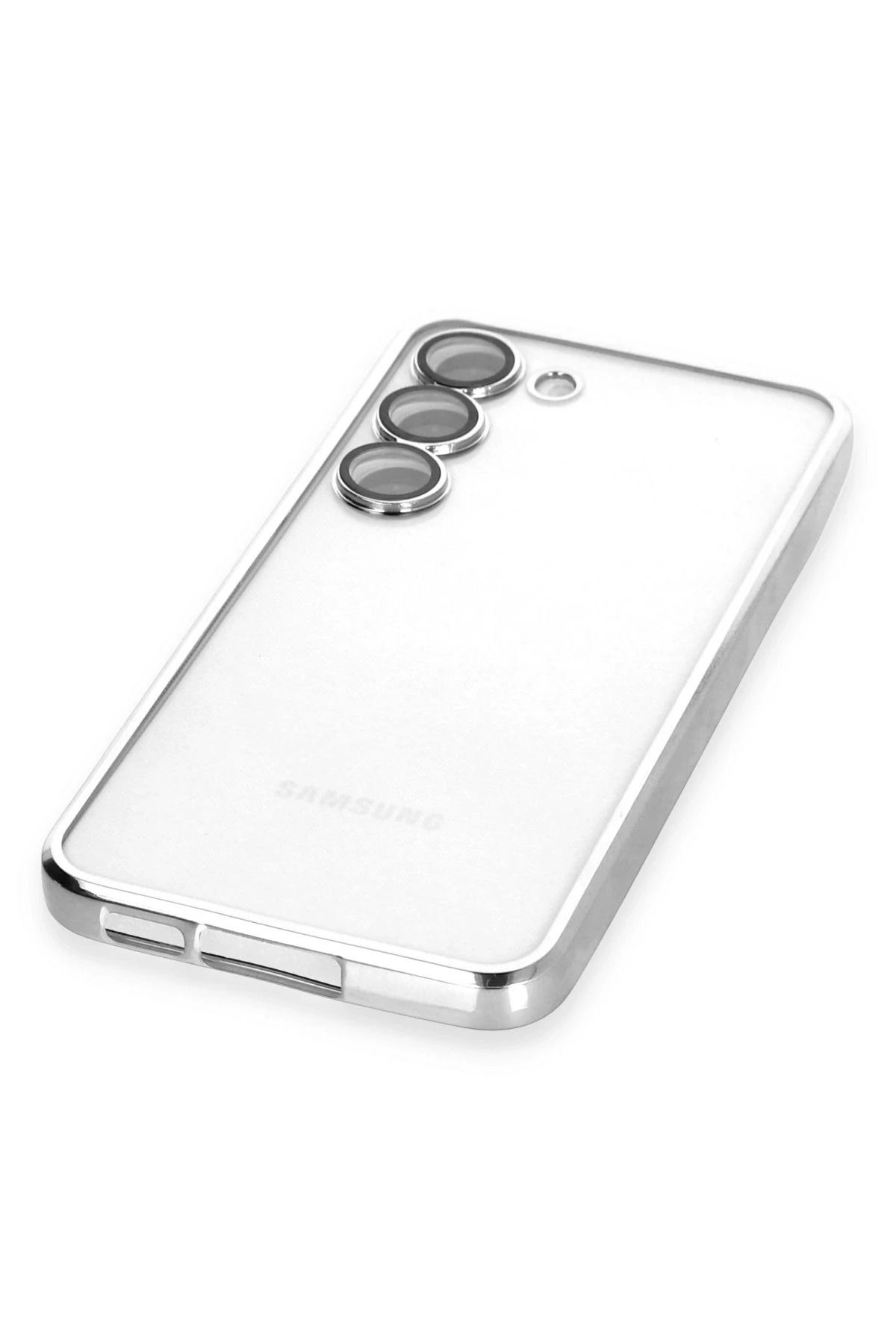NewFace Samsung Galaxy S24 Kılıf Lensli Silikon - Gümüş WLZOR
