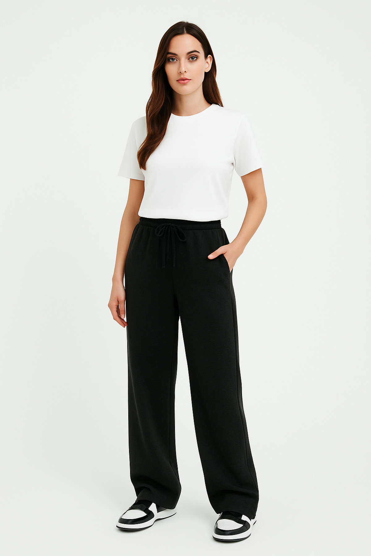 OXVİN Women's Baggy Wide Cut, Back Pocket, Oversize Loose Leg Trousers (Pike Fabric)