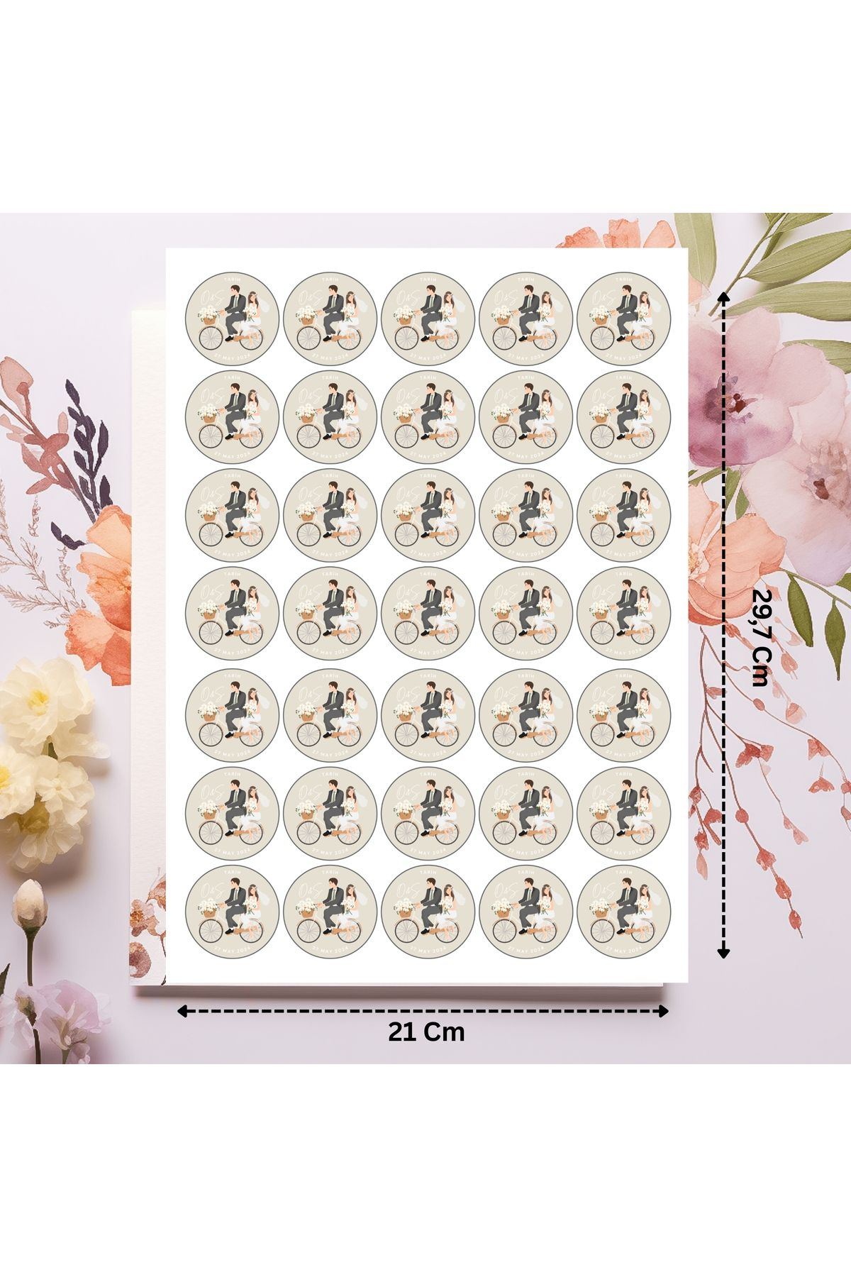 aldialiyor 35 Adet Düğün Nişan Kına Yuvarlak Sticker 4 cm Kişiye Özel Hediyelik