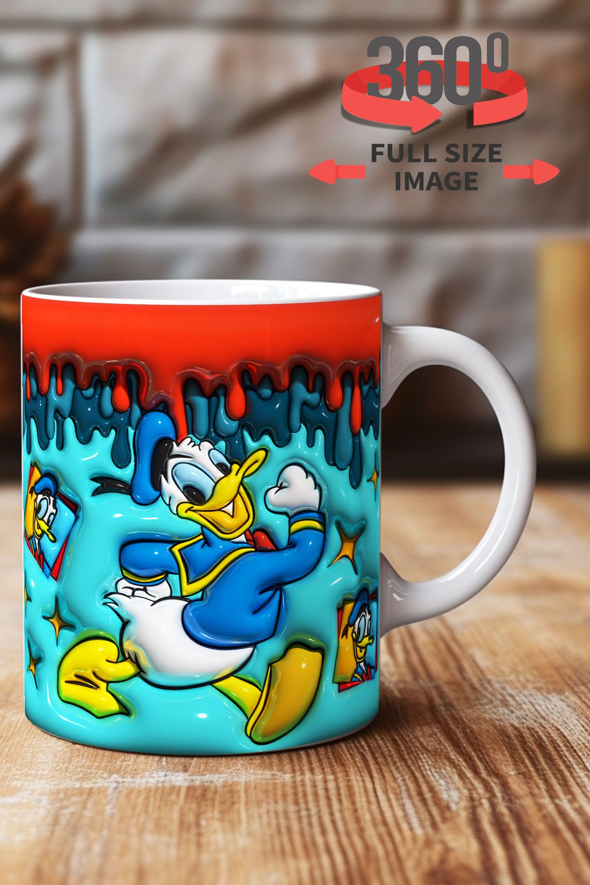 dijital moda tasarım 3D Kabartma Desen Efektli "Mickey" Kişiye Özel Hediyelik Porselen Kupa Bardak Minnie Goofy